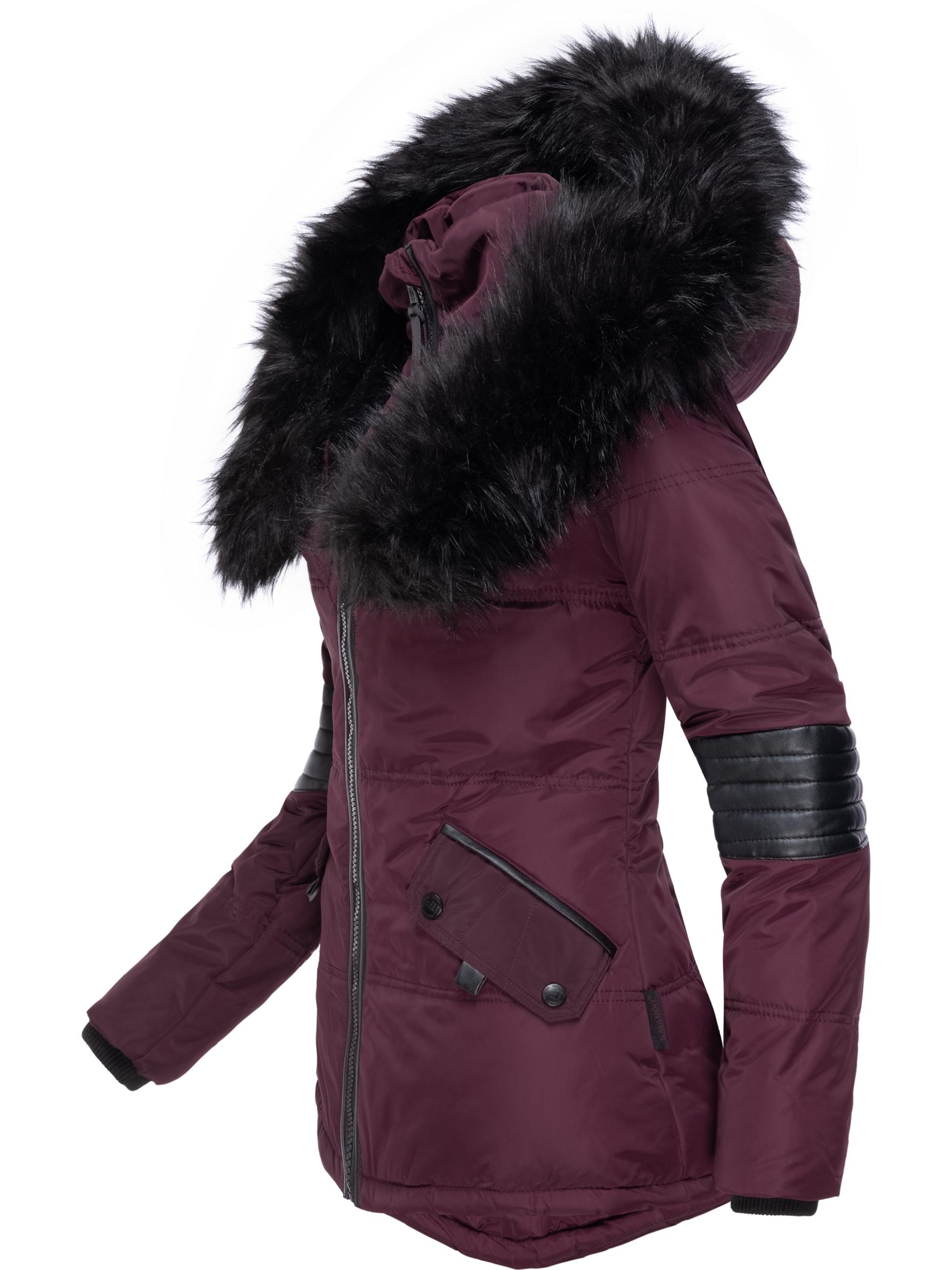 Navahoo Winterjacke »Winterjacke Nirvana«, mit Kapuze, edle Steppjacke m. schwarzem Kunstpelzkragen