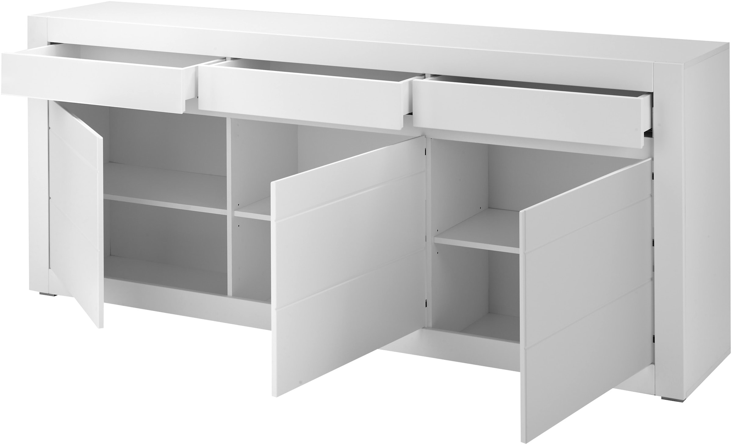 INOSIGN Sideboard »Chester, moderne Anrichte, Kommode mit Stauraum, Schrank, Weiß Matt«, (1 St.), austauschbare Blende in Griffleiste, zeitloses Design, 217 cm breit