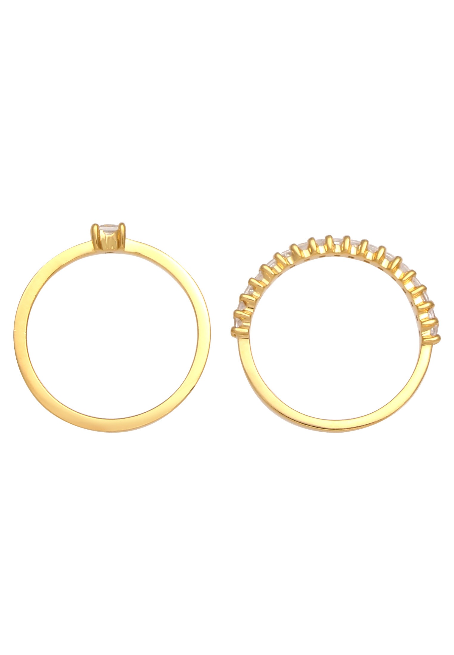 Elli Ring-Set »Ring Solitär Zirkonia Stapelring (Set 2-tlg) 925 Silber«