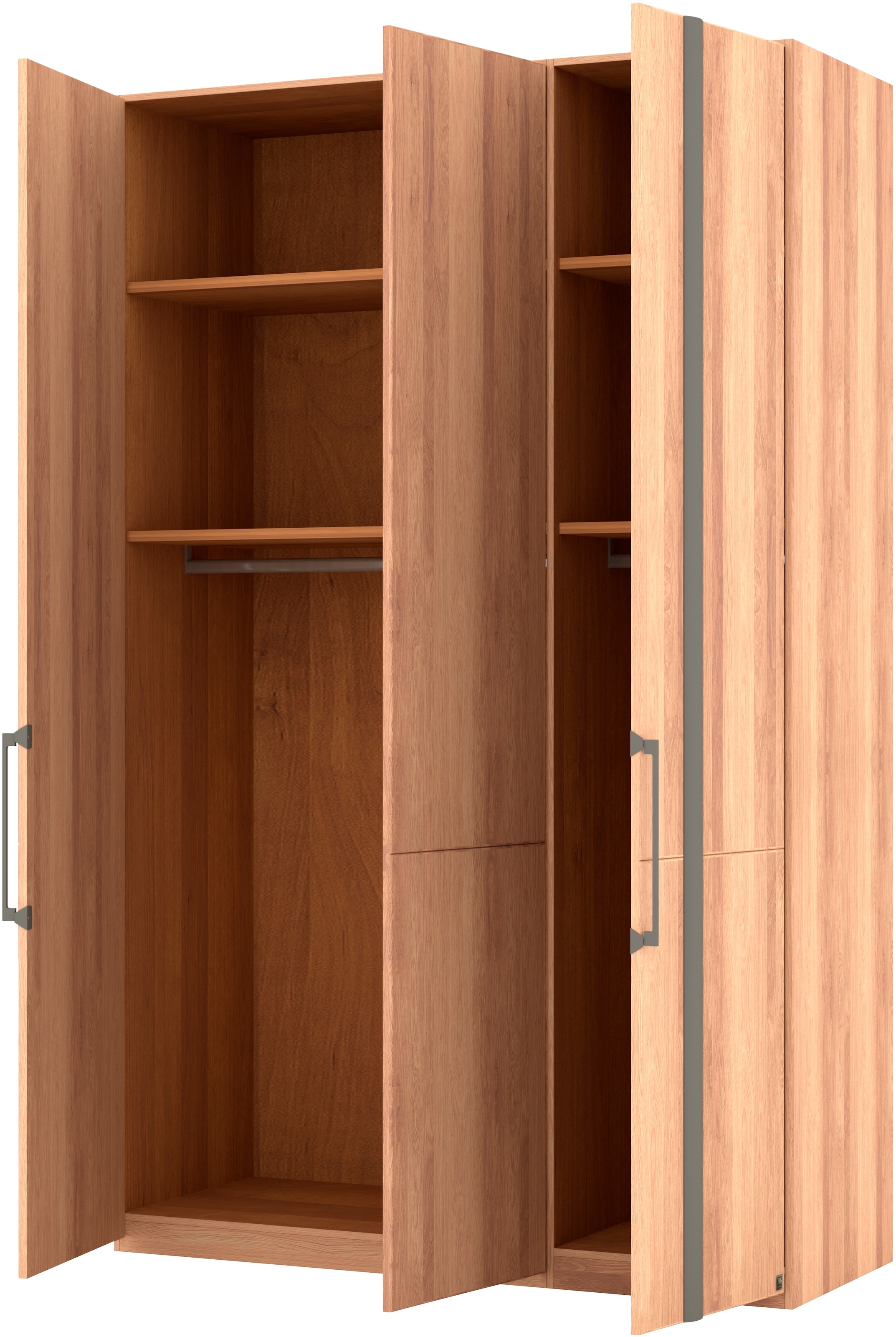 Musterring Drehtürenschrank »Sorrent, Kleiderschrank, teilmassiv Eiche«, (mit Türdämpfern, in 5 Breiten & 2 Höhen, extra Böden, MADE IN GERMANY), Türen in Eiche massiv mit Absetzung in Schiefer, verschiedene Maße
