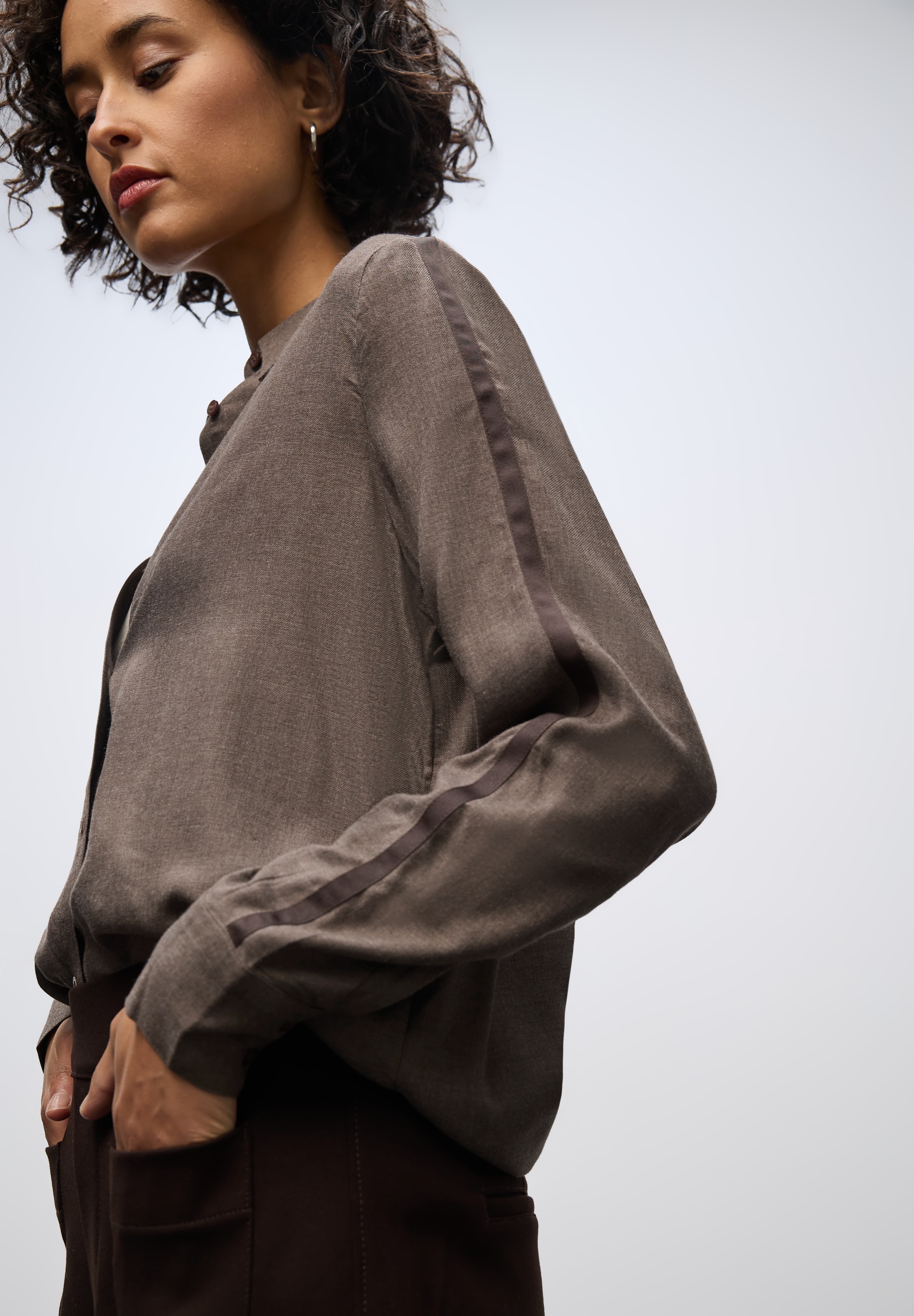 STREET ONE Langarmbluse mit Gallonstreifen und Knopfleiste