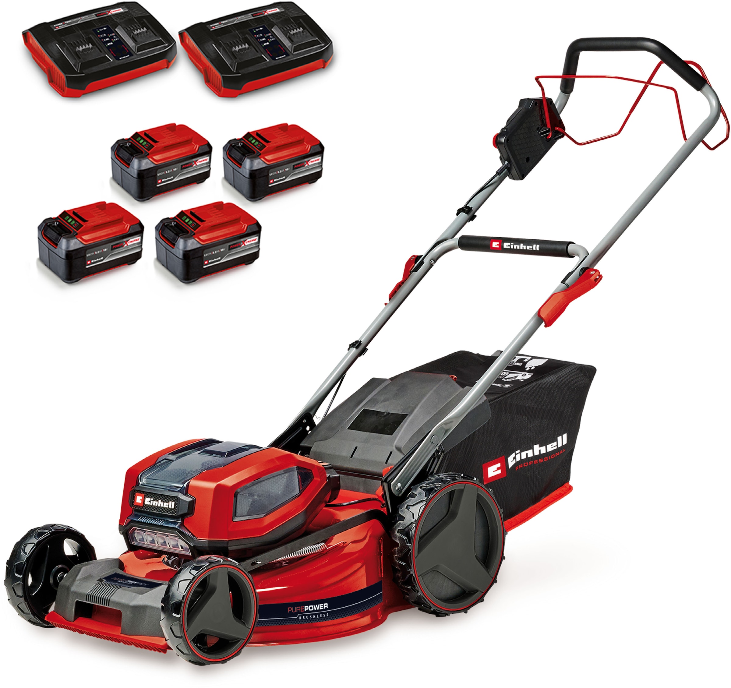 Einhell Akkurasenmäher »GP-CM 36/52 S Li BL (4x5,2Ah)« 4 x 5,2 Ah Plus Akkus und 2 Twincharger