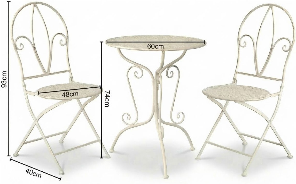 Ambiente Haus Essgruppe »Tisch & 2 Stühle Bistro-Set in Antikweis« Set, 3 tlg.