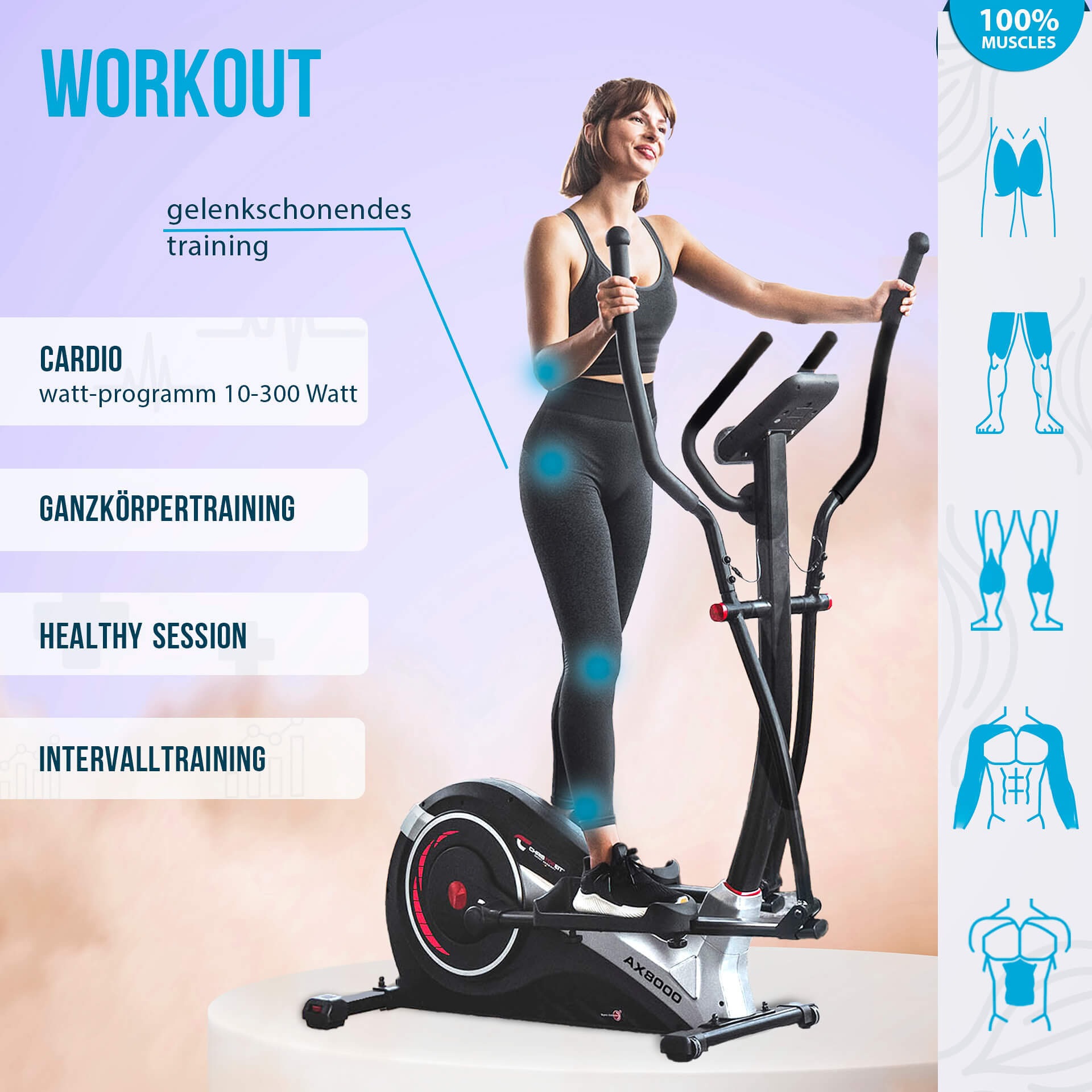 Christopeit Sport® Crosstrainer-Ergometer »AX 8000«, Schwungmasse ca. 8 kg, 24 Widerstandsstufen