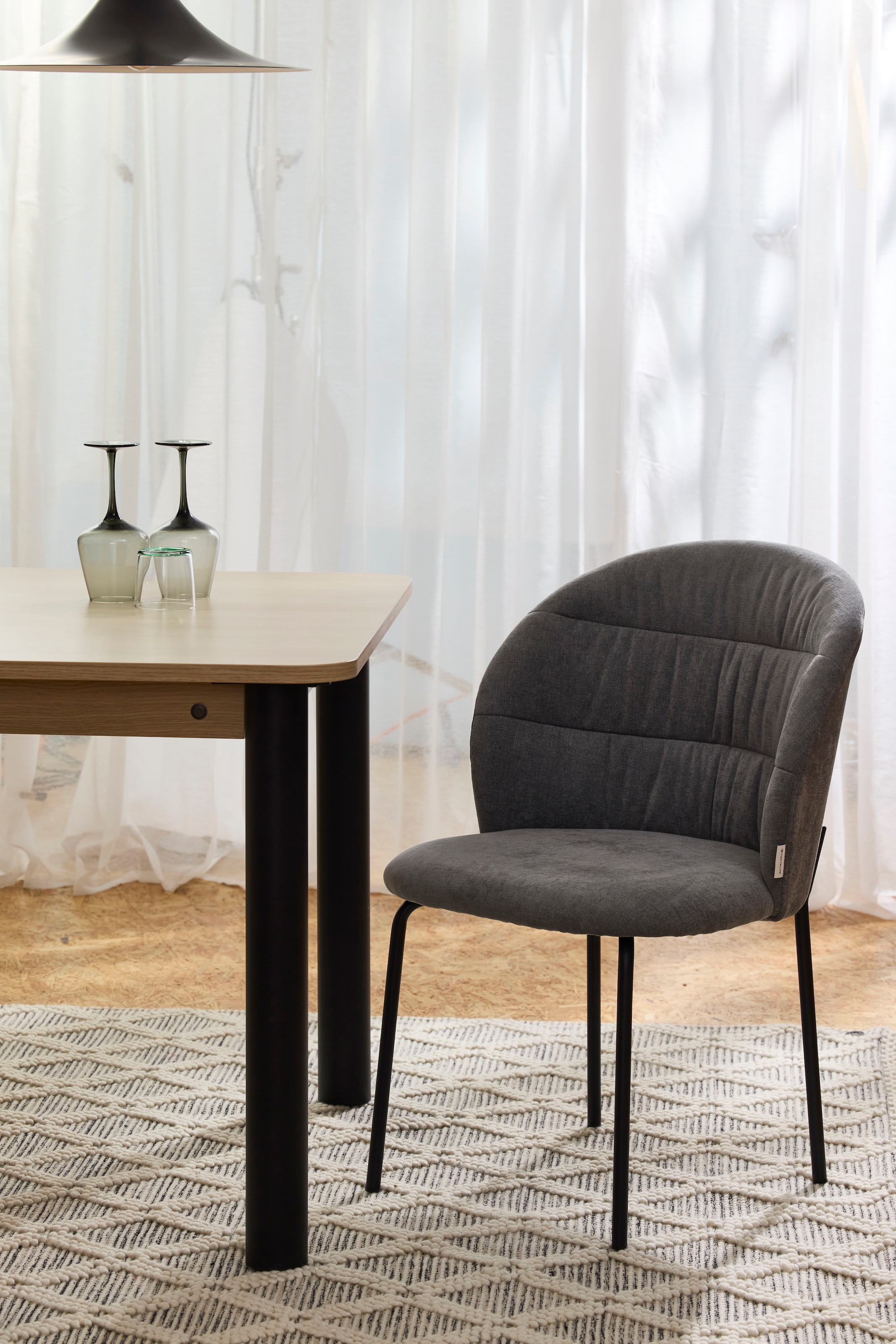 TOM TAILOR HOME 4-Fußstuhl »LEAF CHAIR«, (Set), 2 St., Chenille, 4-Fußgestell, Raffung in der Rückenlehne
