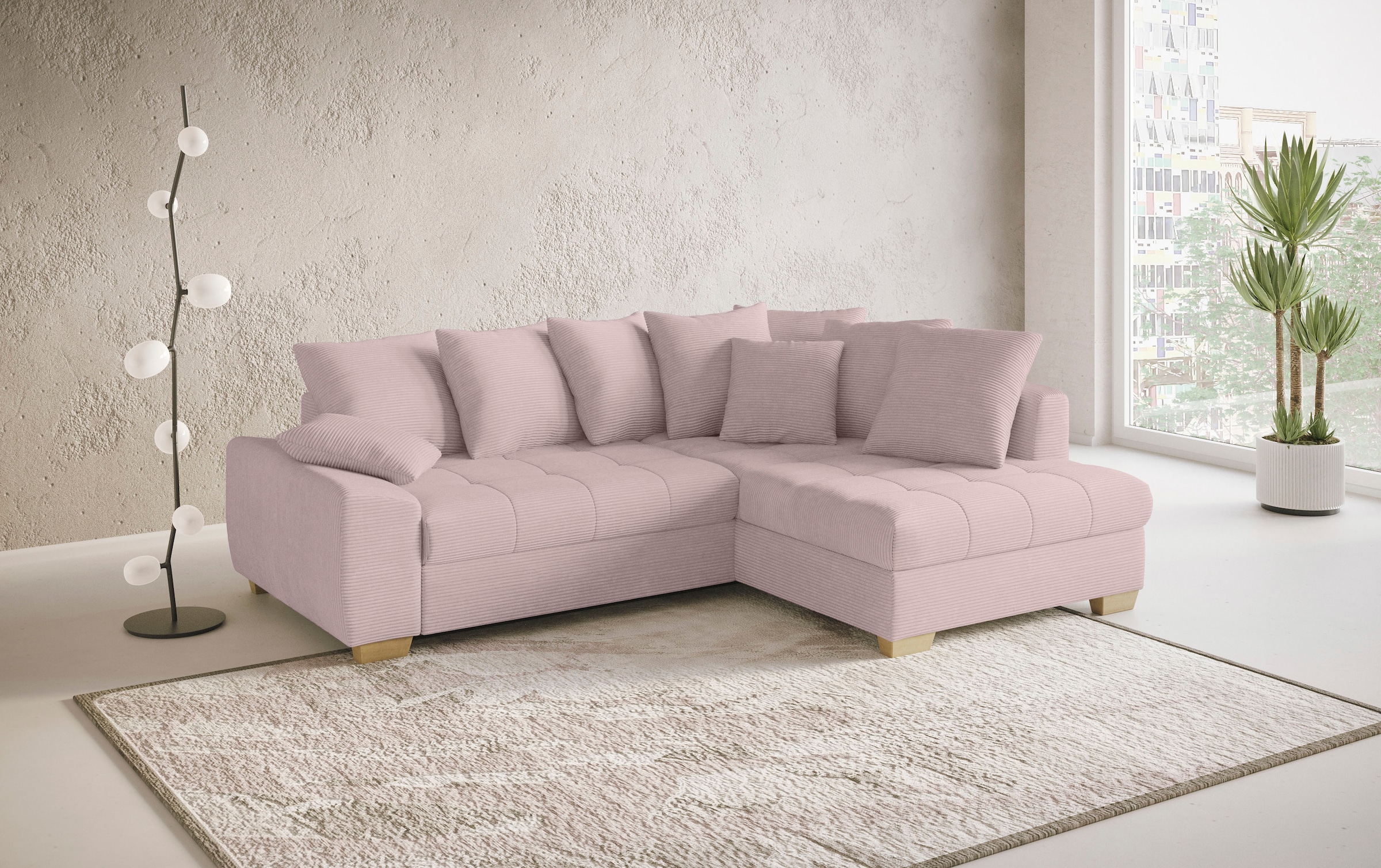 Mr. Couch Ecksofa »Nikita II, L-Form, bis 140kg pro Sitzplatz belastbar«, mit Kaltschaumpolsterung, wahlweise mit Bett und Bettkasten