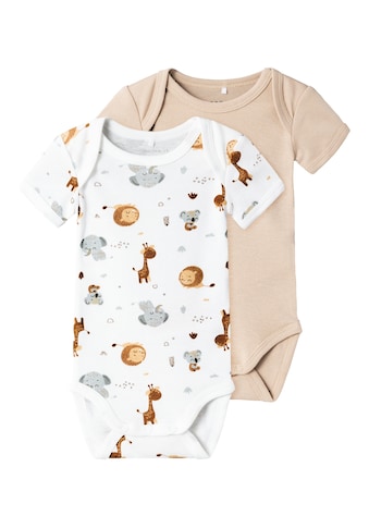 Body »NBNBODY 2P SS BEIGE ANIMAL NOOS«, (Packung, 2 tlg.)