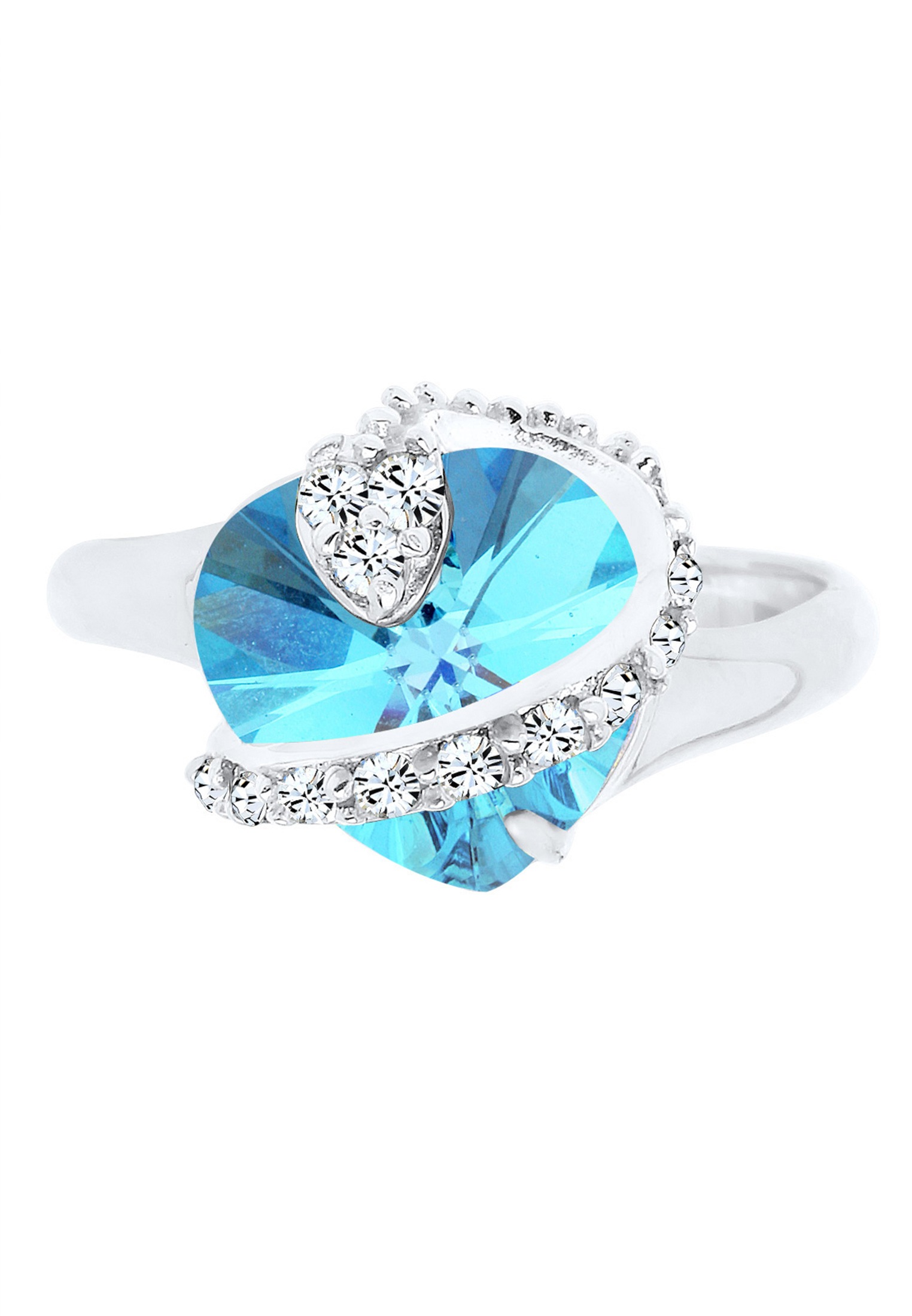 Elli Silberring »Ring Herz Kristalle Glamourös 925 Silber«