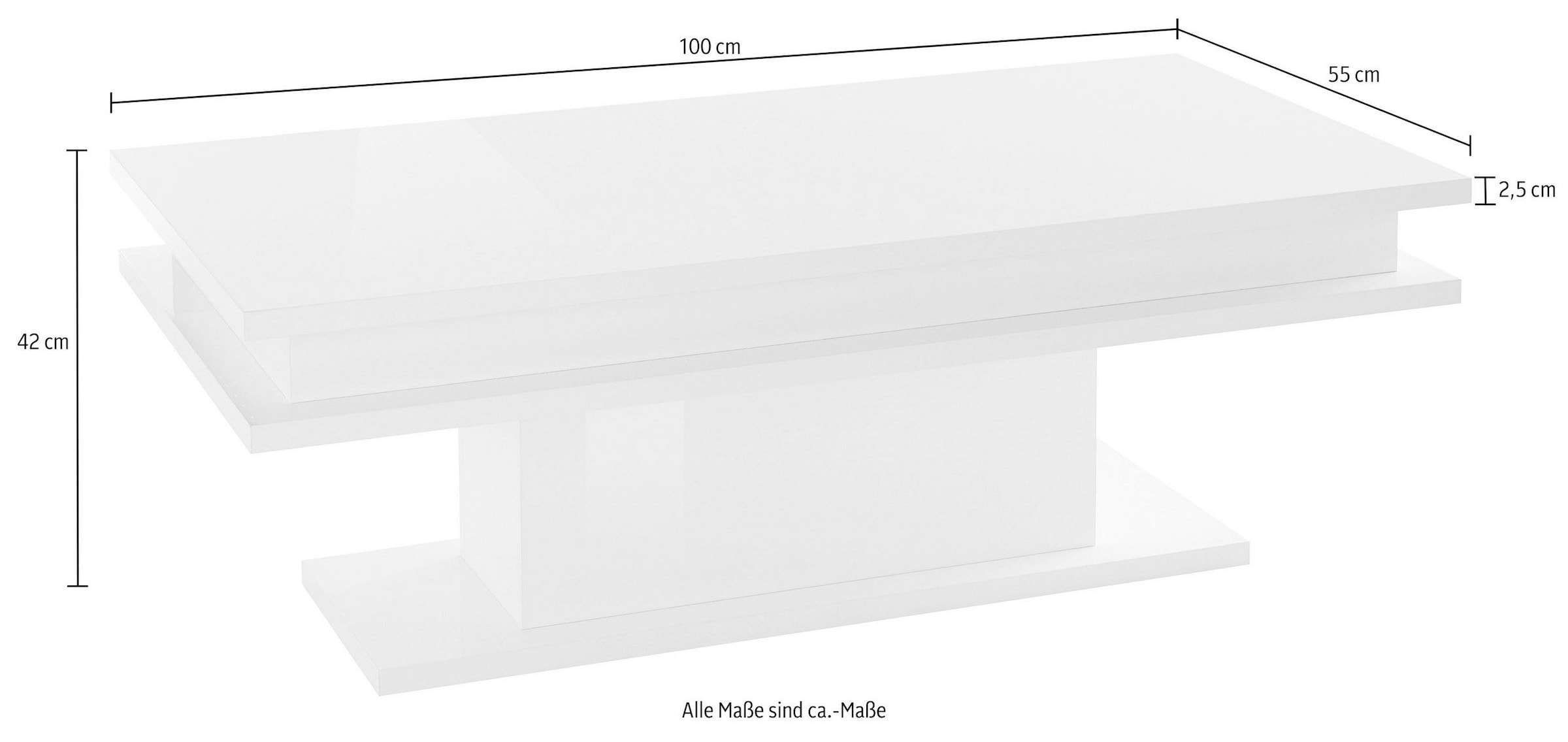 INOSIGN Couchtisch »LITTLE BIG- Kaffeetisch, Sofatisch, Wohnzimmertisch, Breite ca. 100 cm«, Made in Italy, wahlweise mit batteriebetriebener RGB-Beleuchtung