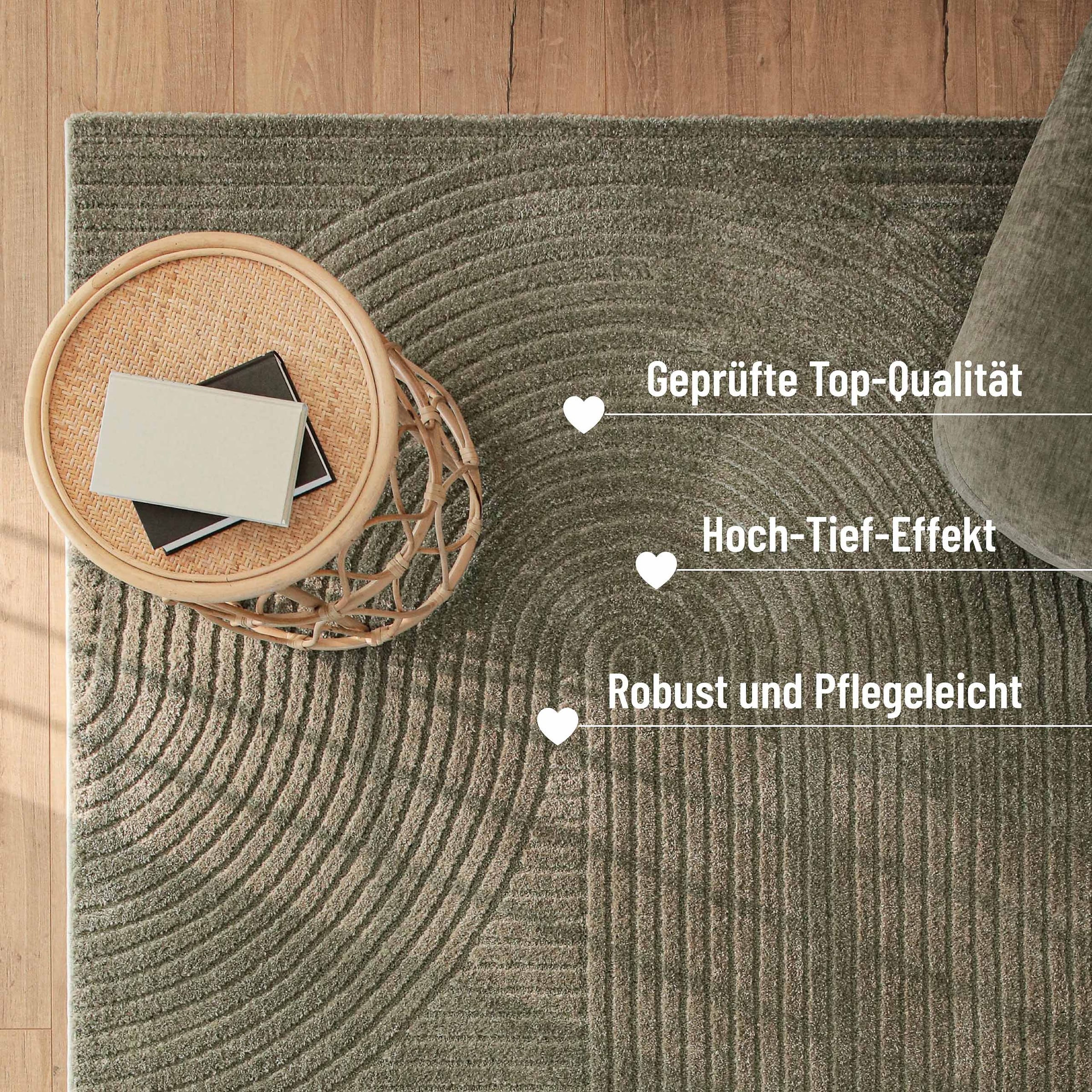 Wecon home Teppich »Bolen« rechteckig 14 mm Höhe Gewebter Teppich, Kurzflor, 3D Design, pflegeleicht, Wohnzimmer