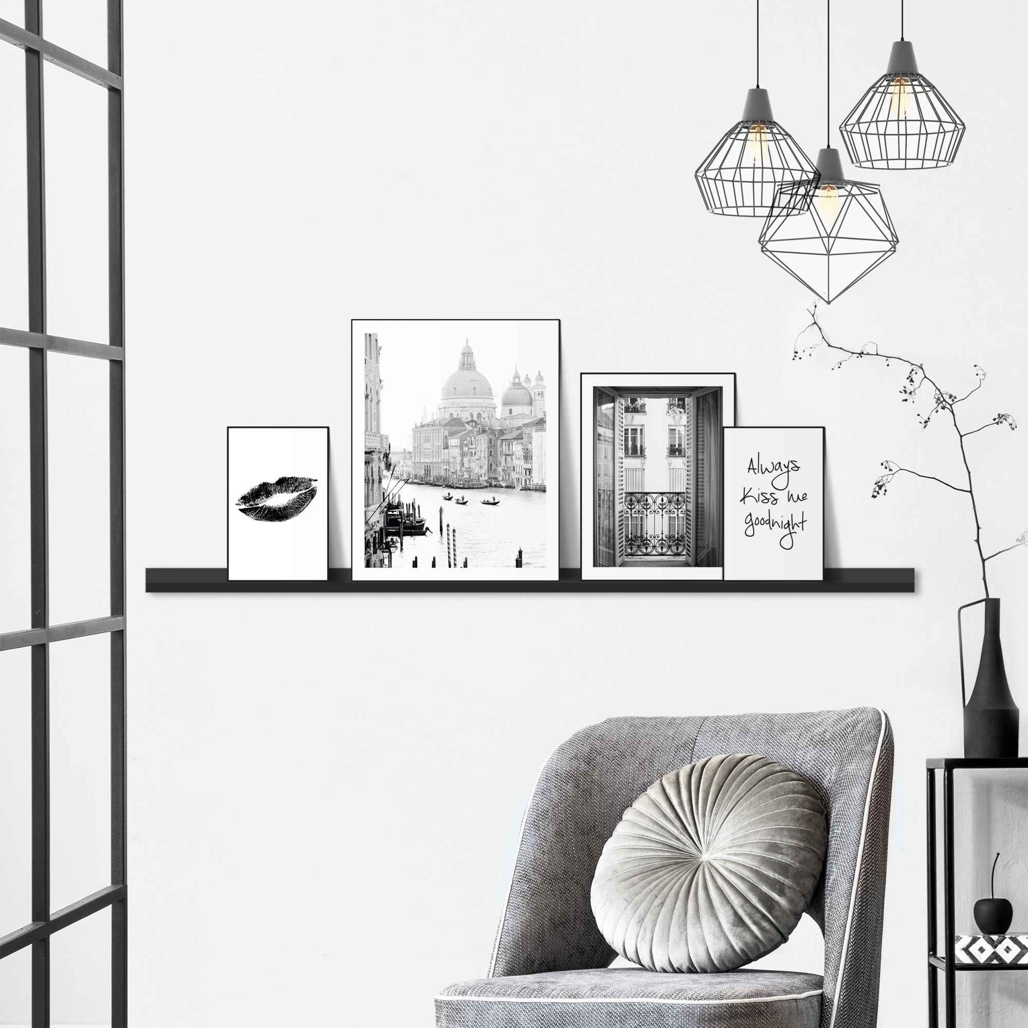 Reinders! Wandbild »LIebe Frankreich - Italien - Vintage - Kuss - Text«, (4 St.)