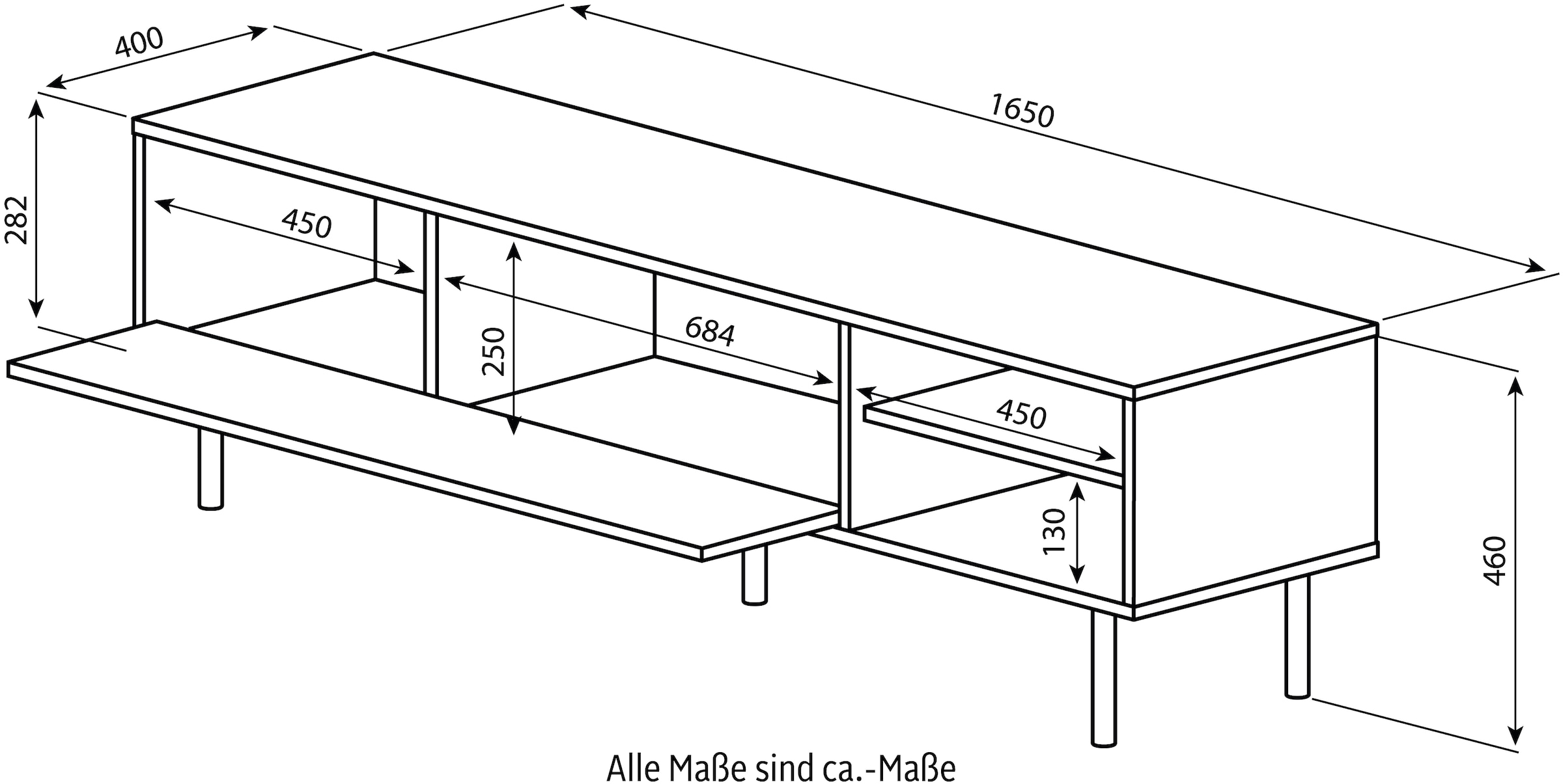 TemaHome Lowboard »AMPERE«, TV-Board mit Breite 165 cm