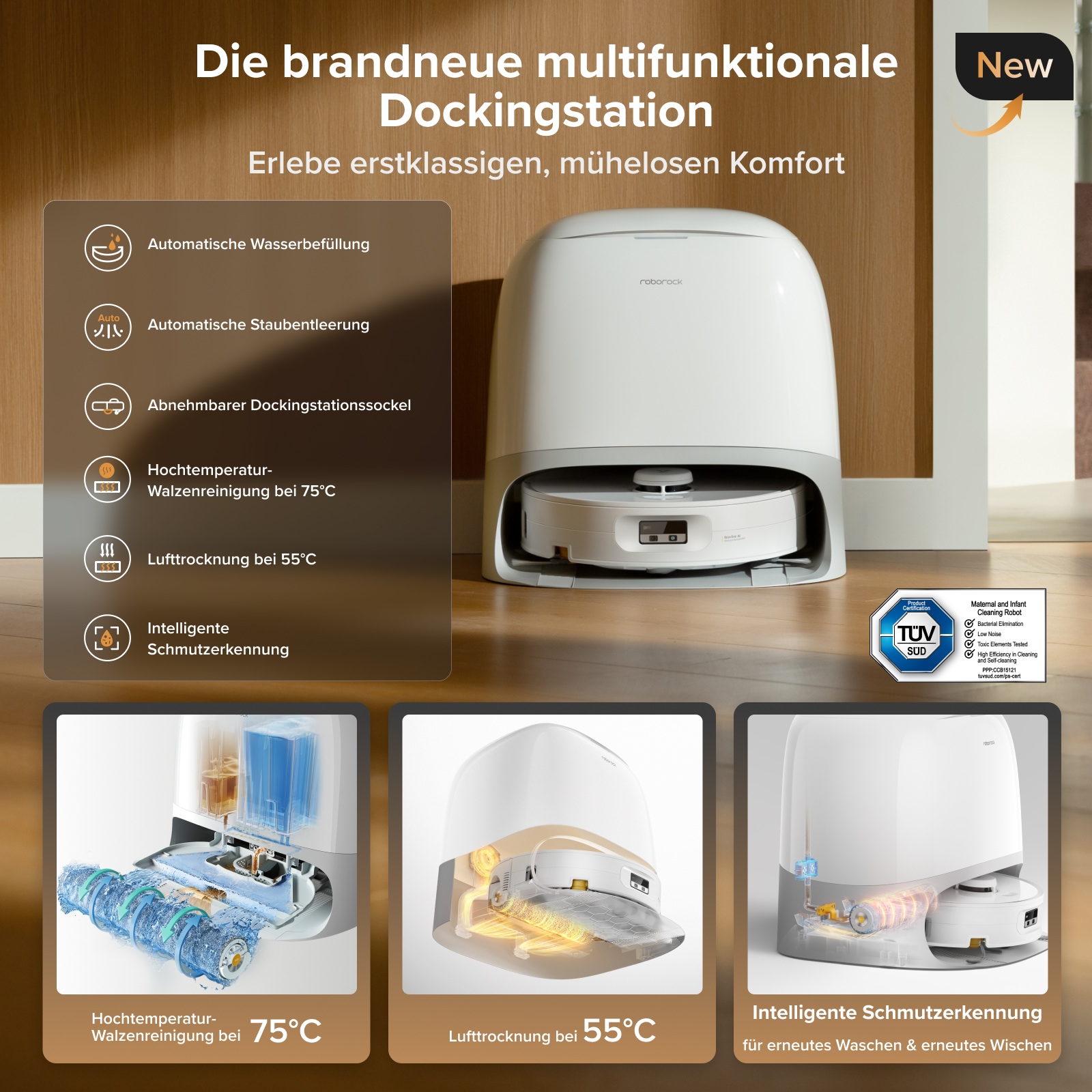 Roborock Saugroboter »Qrevo Curv 2 FlowX, White« Automatische Teppichschutz‑Walzenklappe