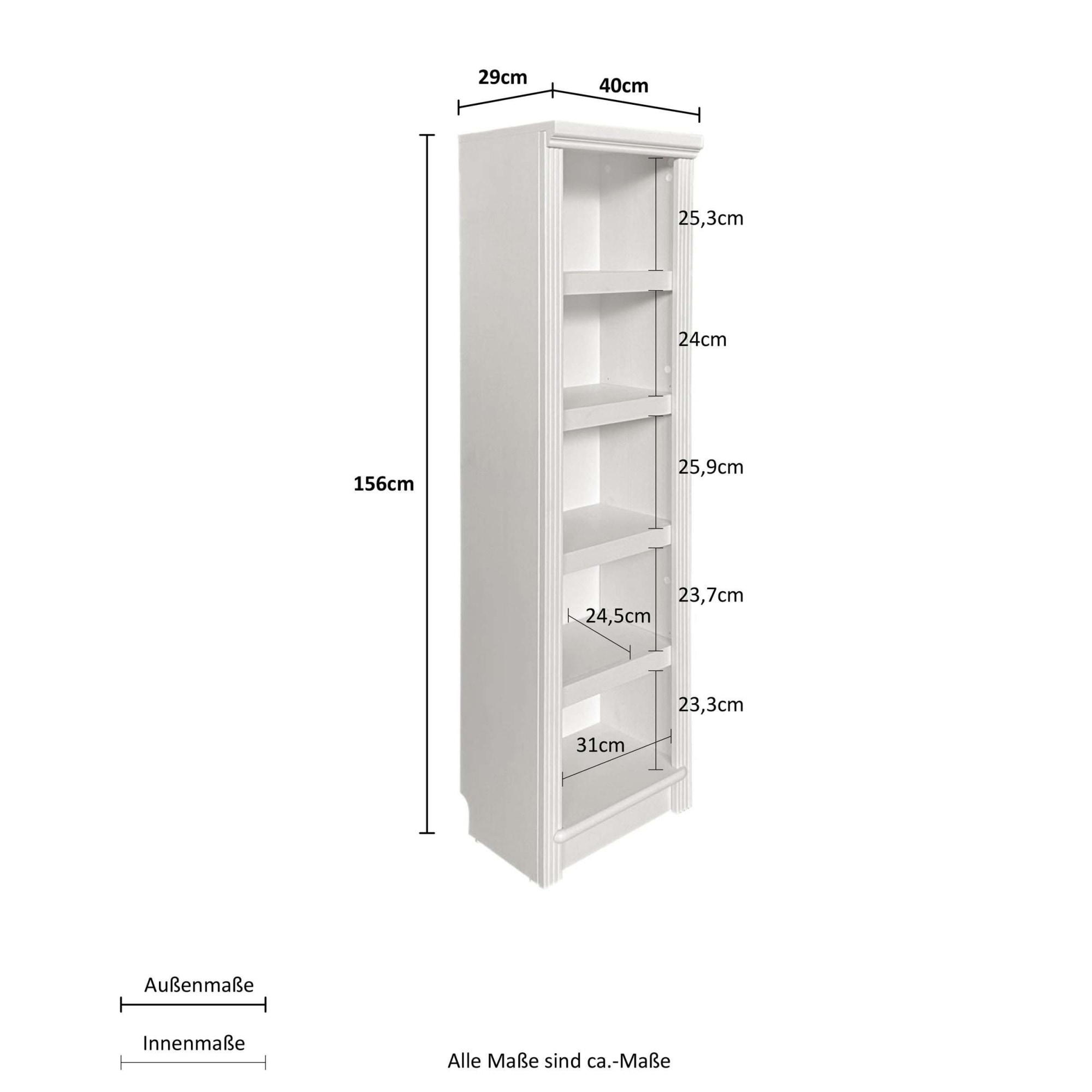 OTTO home Bibliothek »Riga - Set aus 5 Regalen in unterschiedlichen Höhen« 5 Stk. tlg. Breite/Tiefe je 40/29 cm,Höhe 67 cm, 97 cm, 126 cm, 156 cm und 185 cm