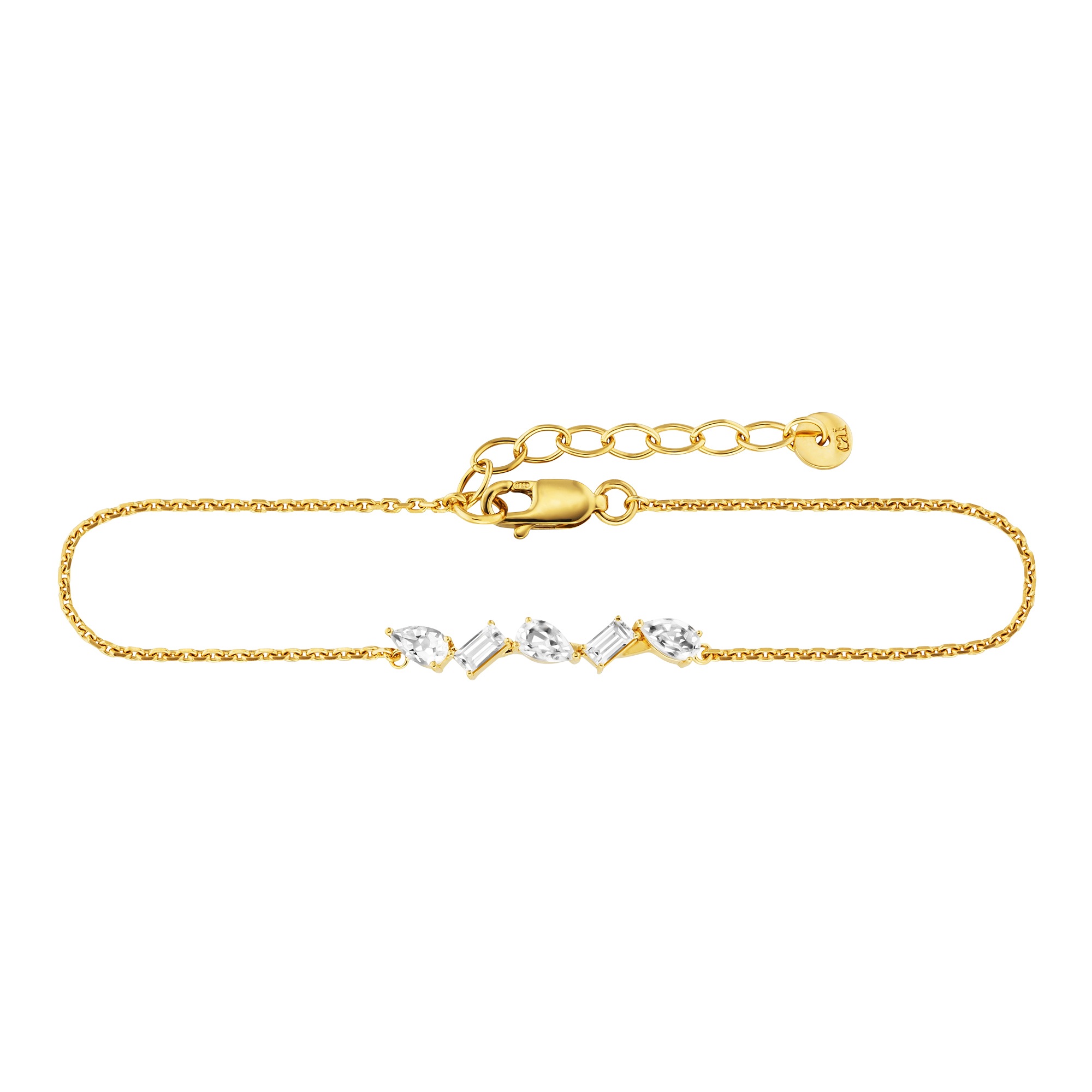 CAÏ Armband »925/- Sterling Silber vergoldet Weißtopas«, 'Golden Retro'