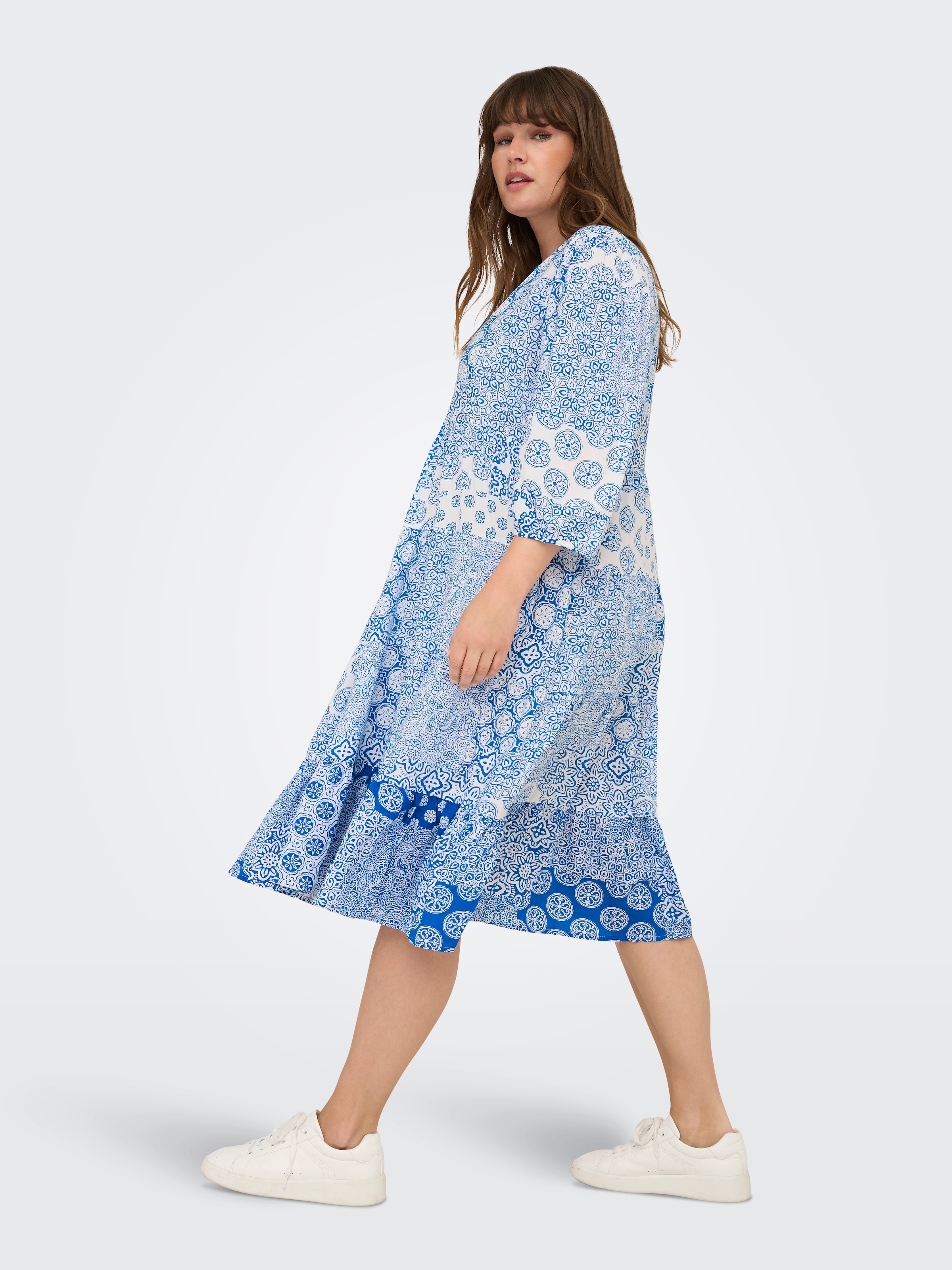 ONLY CARMAKOMA Tunikakleid »CARMILANA 3/4 DRESS WVN NOOS«, Sommerkleid