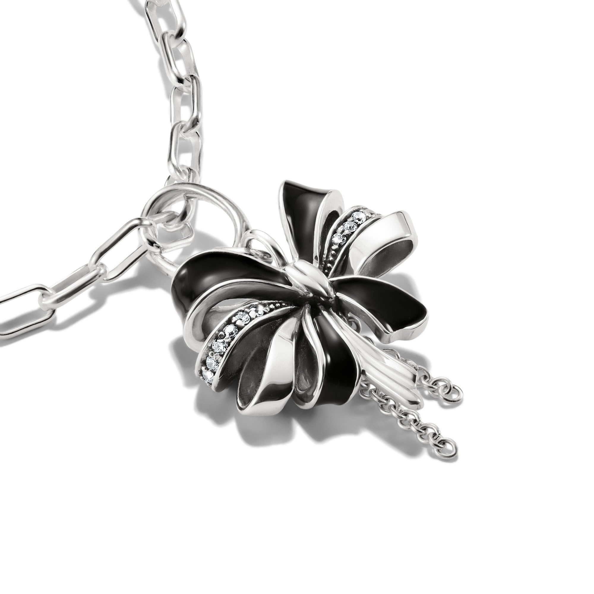 THOMAS SABO Charm-Einhänger »Charm Schleife schwarz - Connect« mit Zirkonia (synth.)
