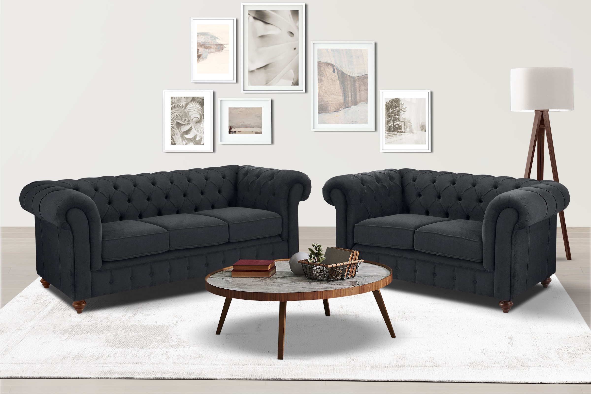 Home affaire Sitzgruppe »Chesterfield« 2 Stk. tlg. hochwertige Knopfheftung, bestehend aus 2- und 3-Sitzer