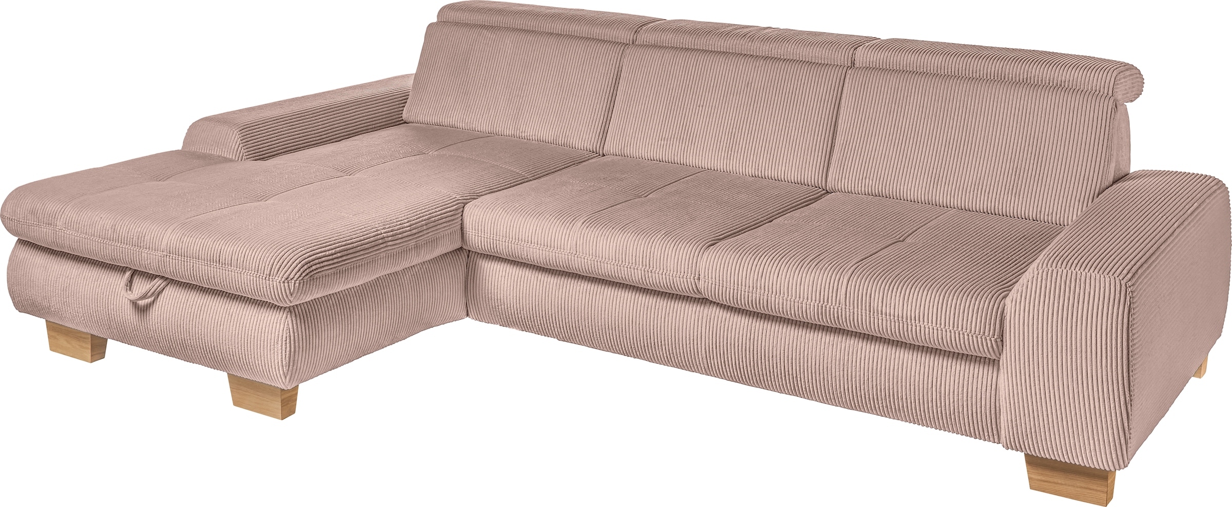 set one by Musterring Ecksofa whlw. mit Funktion, Kaltschaum, in Cord, rose, Sitzhöhe 49