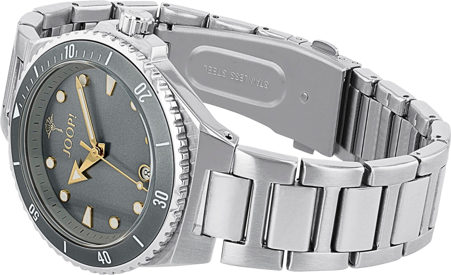 JOOP! Quarzuhr, Armbanduhr, Damenuhr, Edelstahlarmband, analog, Datum