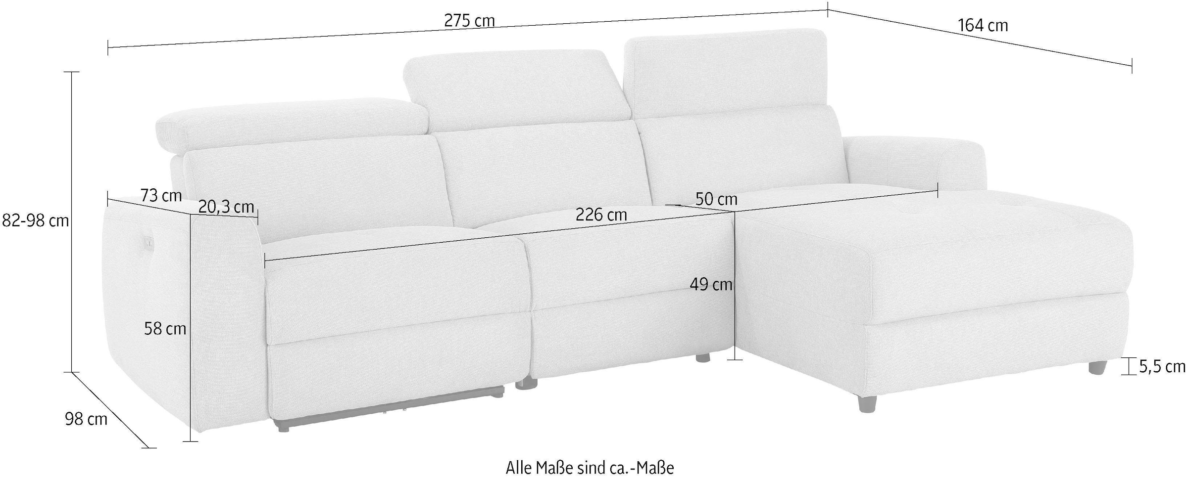 Home affaire Ecksofa »Sentrano, L-Form,«, auch mit elektrischer Funktion mit USB-Anschluß, in 4 Bezugsvarianten