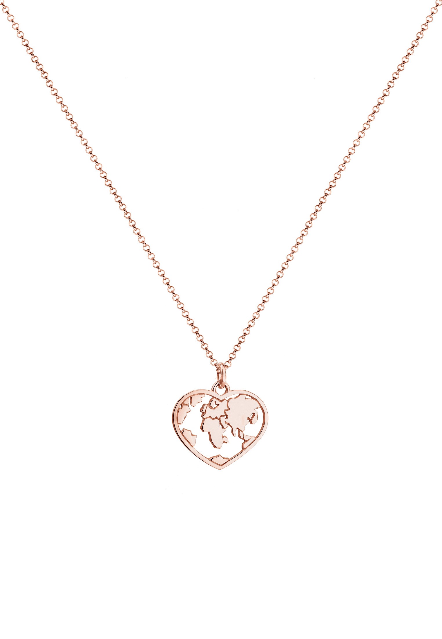 Elli Lange Kette »Halskette Herz Weltkugel Globus Erbskette Trend 925 Silber«