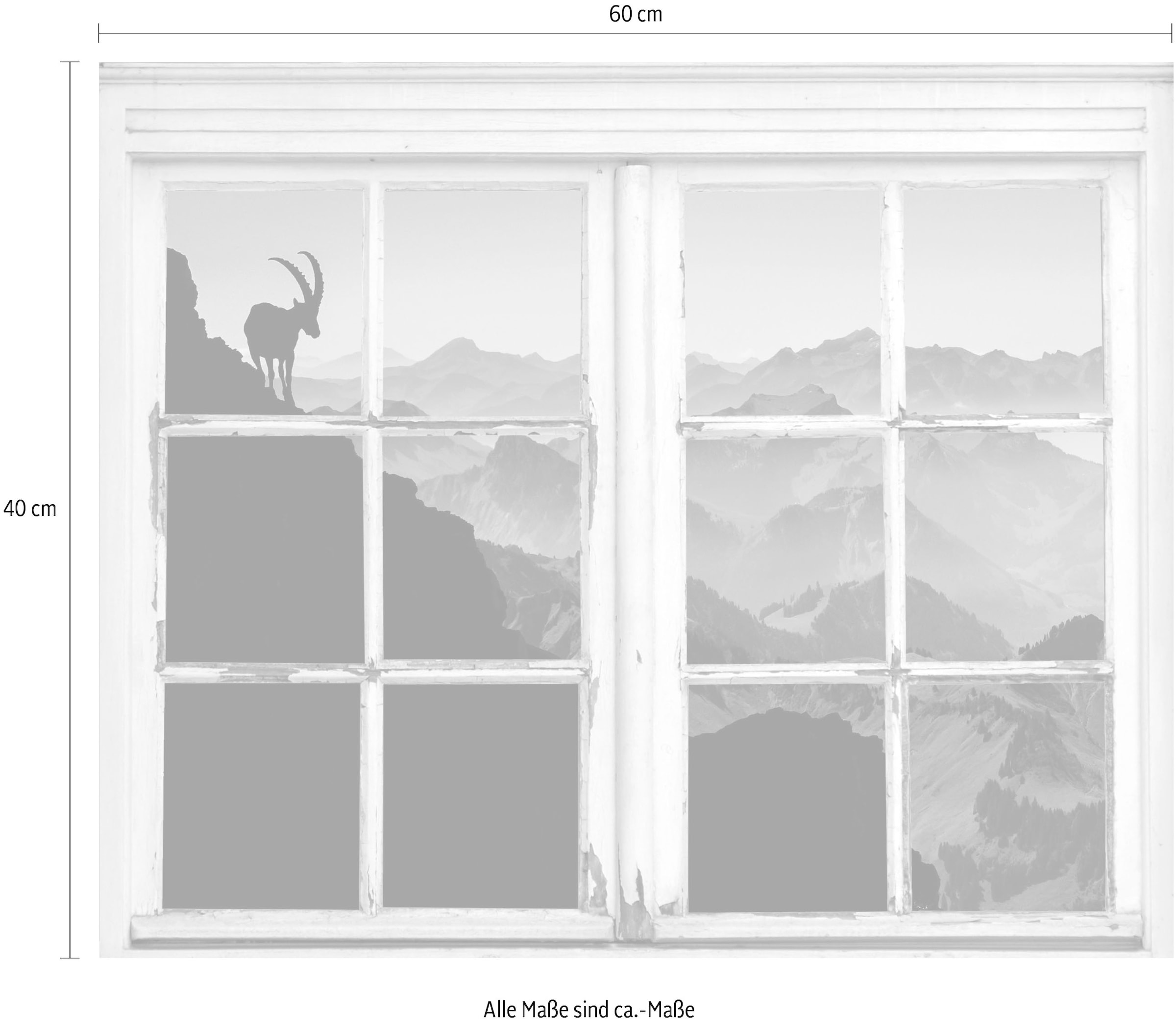 queence Wandsticker »Steinbock«, Wandsticker, Wandbild, selbstklebend, 3D, Fenster