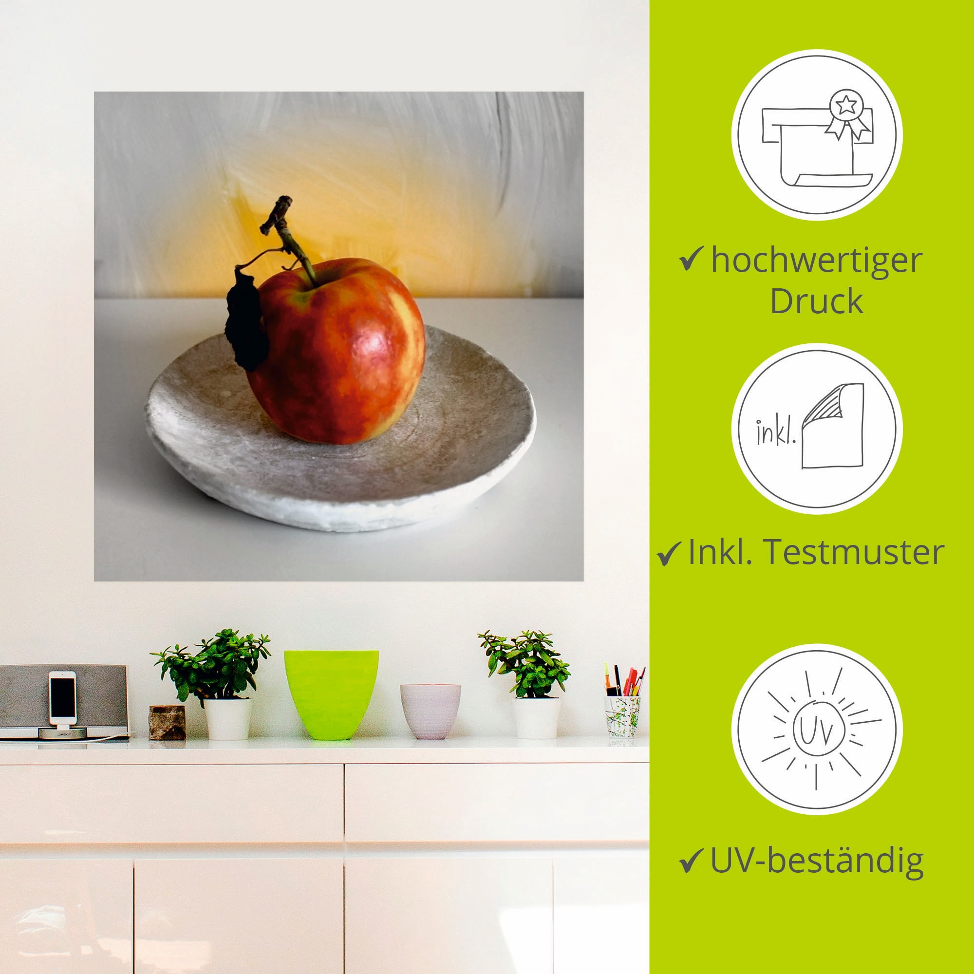 Artland Wandbild »Ein Apfel am Tag«, Arrangements, (1 St.), als Alubild, Outdoorbild, Poster, Wandaufkleber in verschied. Größen