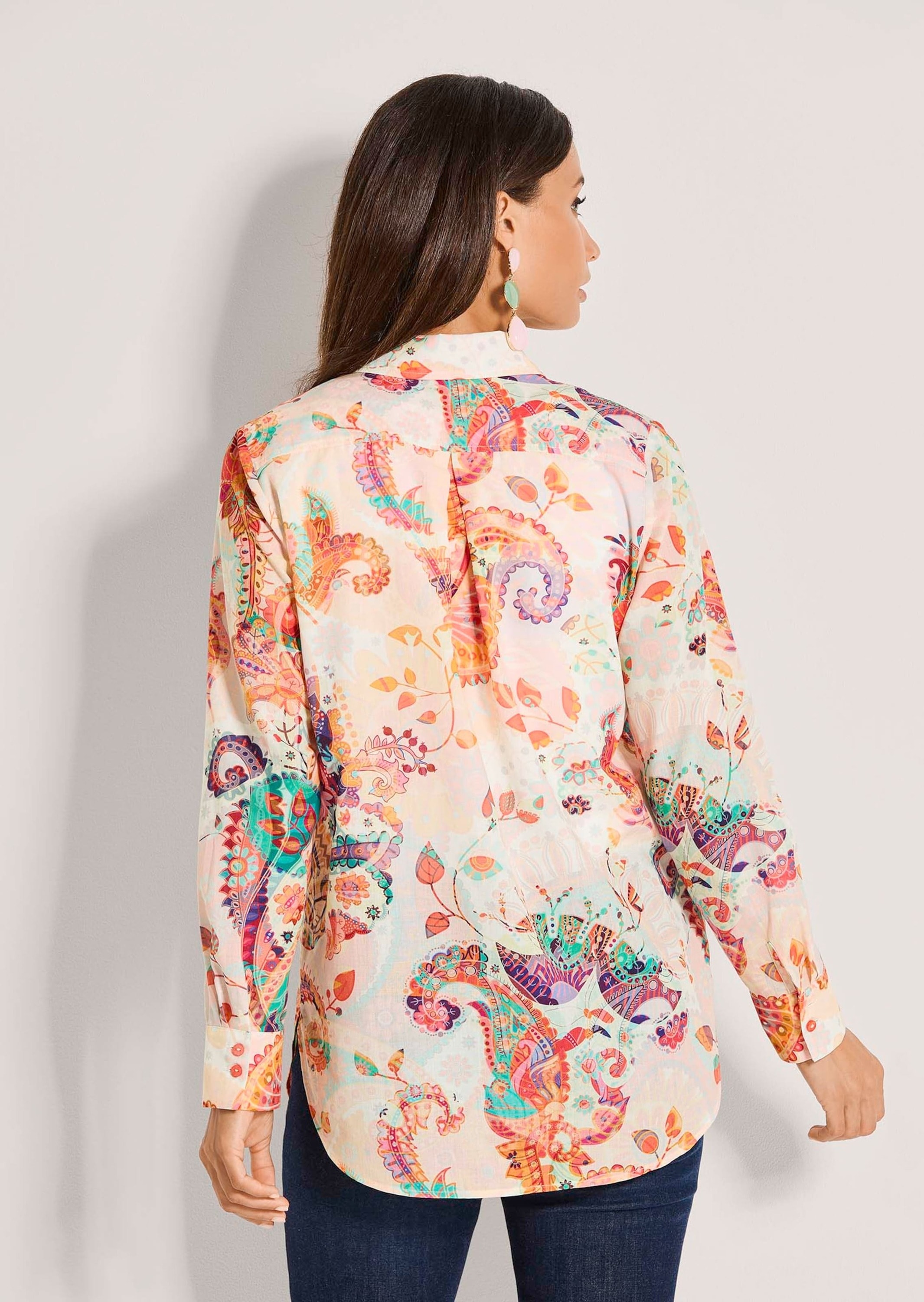 MADELEINE Hemdbluse »Hemdbluse Baumwollbluse mit Paisley-Muster« Hemd mit Rückenpasse