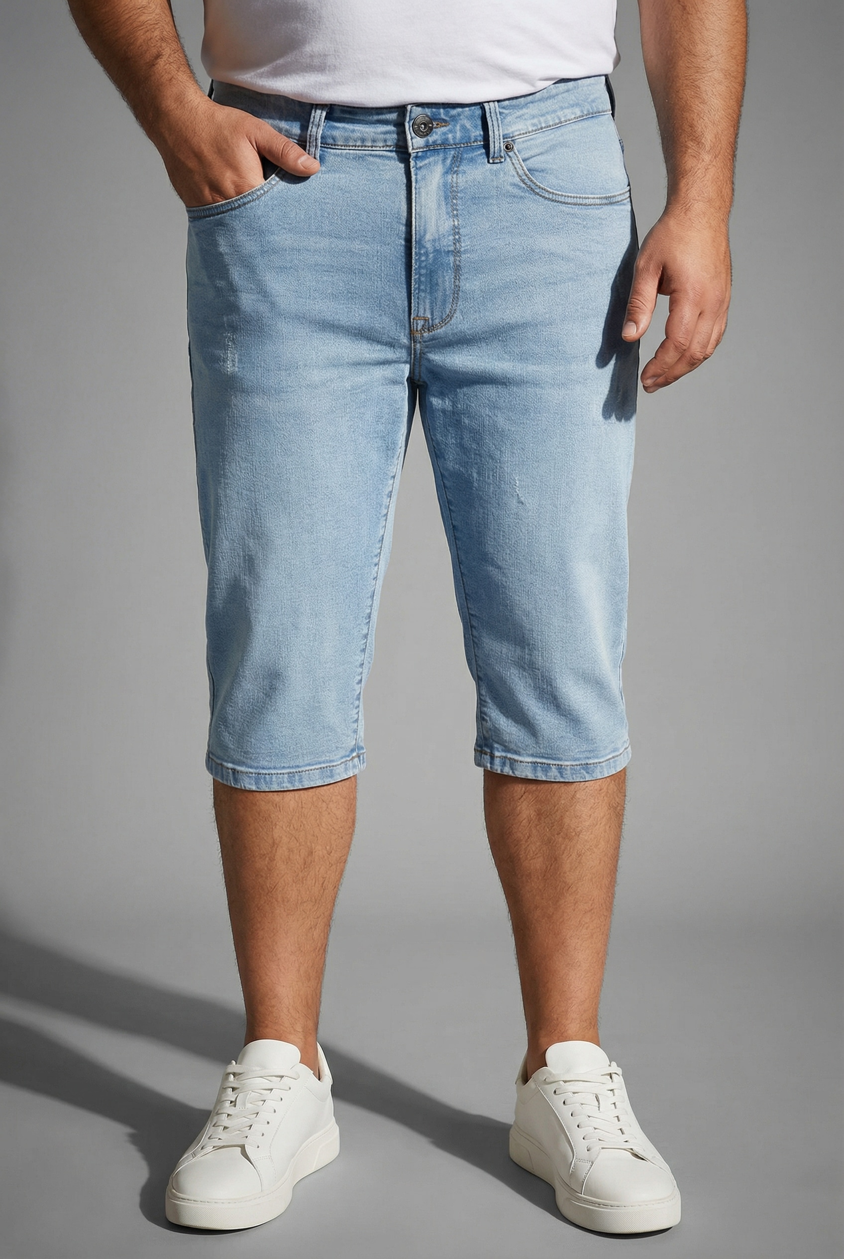 Man's World Plus Jeansbermudas gerade geschnittenes Bein, normale Leibhöhe, Regular-Fit