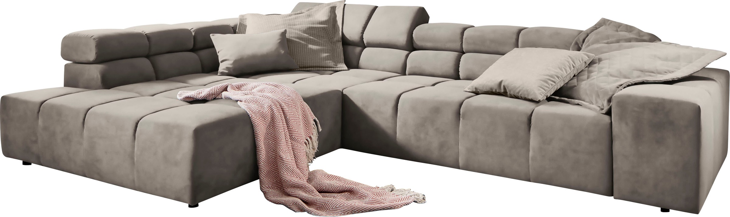 INOSIGN Ecksofa »Ancona incl. Kopfteilverstellung, Breite 319cm, L-Form«, wahlweise motorische Sitztiefenverstellung, auch in Cord + Easy Care