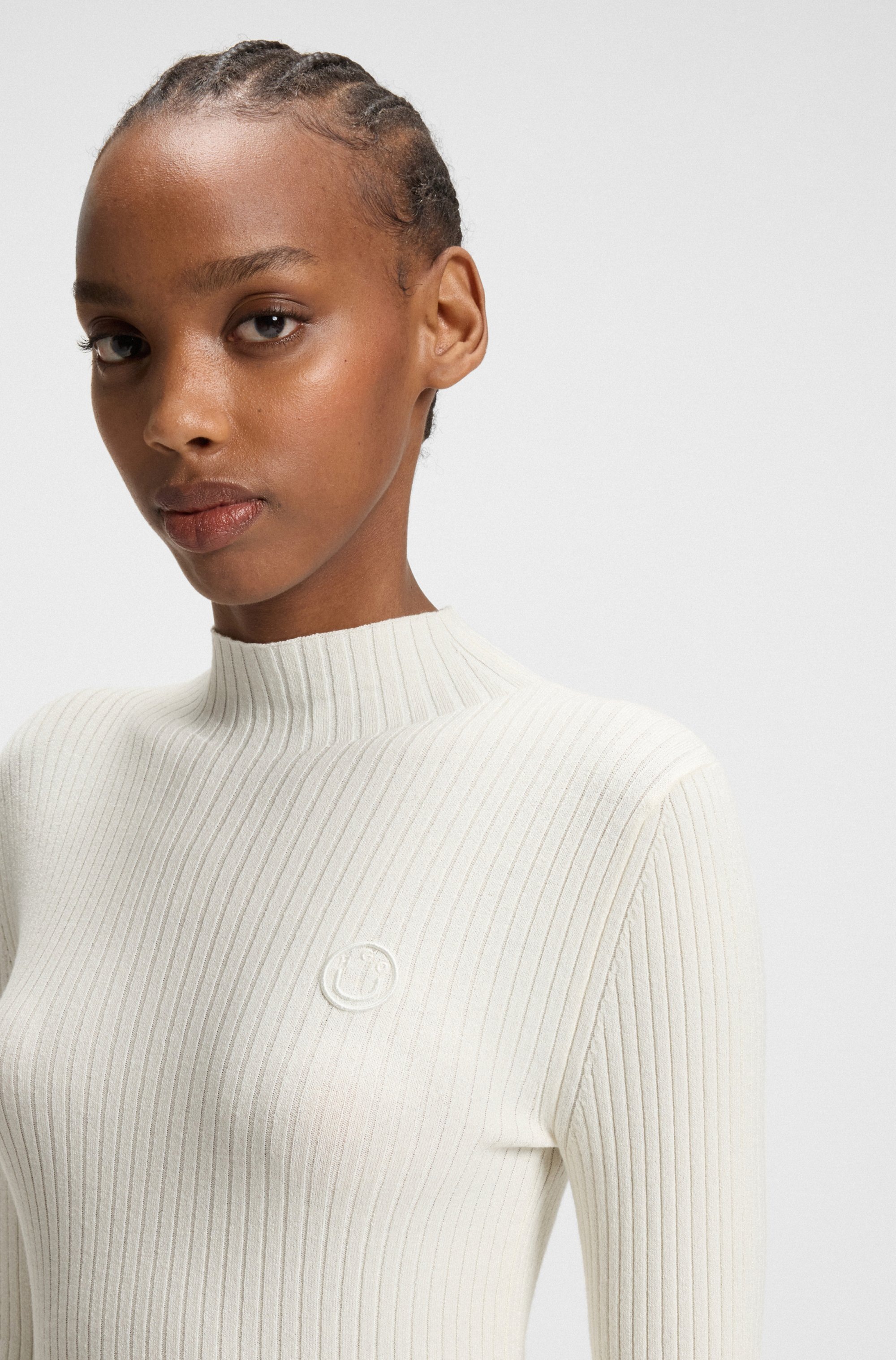 HUGO Blue Stehkragenpullover »Sarmie«, mit Label-Stitching