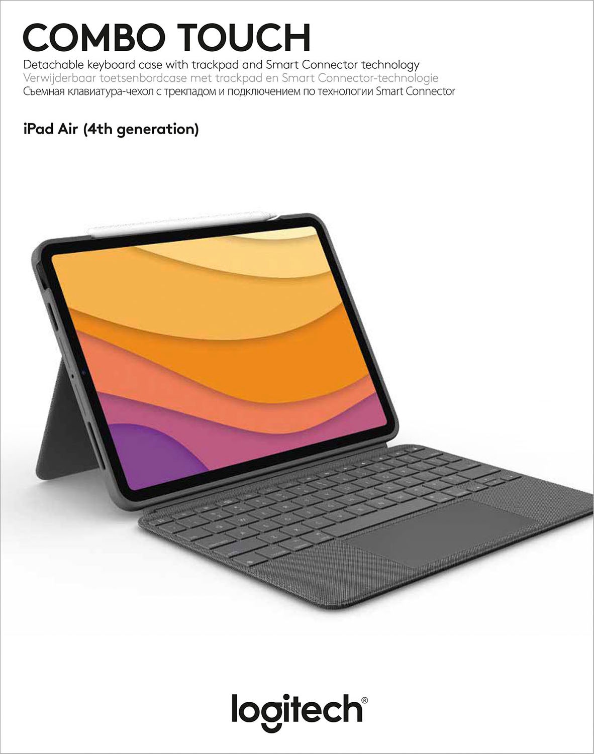 Logitech iPad-Tastatur »Combo Touch iPad Air (4. Gen - 2020) Keyboard Case«, (ausklappbare Füße-Multimedia-Tasten)