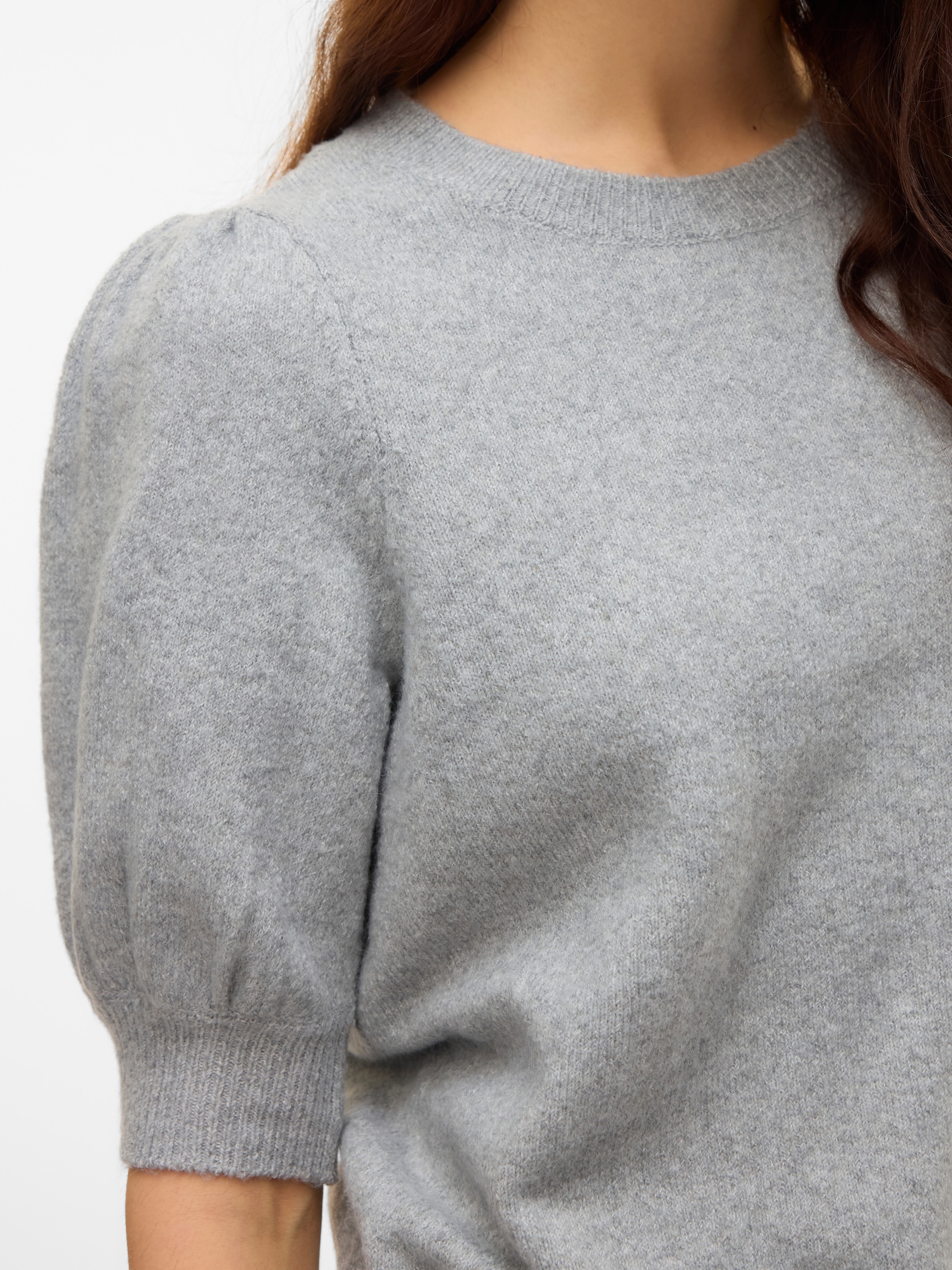 Vero Moda Rundhalspullover »VMDOFFY 2/4 O-NECK PULLOVER GA NOOS« mit kurzen Puffärmeln