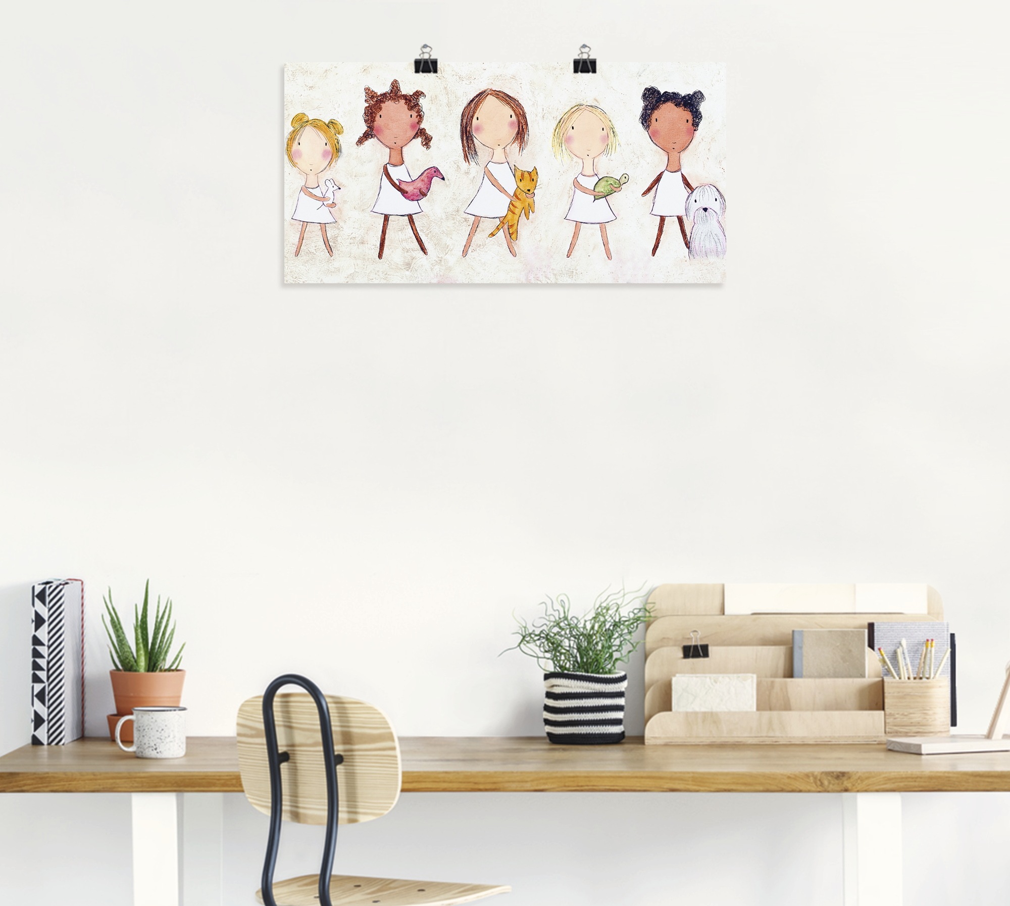 Artland Wandbild Kinder, mit Poster Alubild, »Mädchen in Tieren«, bei online Wandaufkleber Größen oder (1 als OTTO Leinwandbild, St.), versch