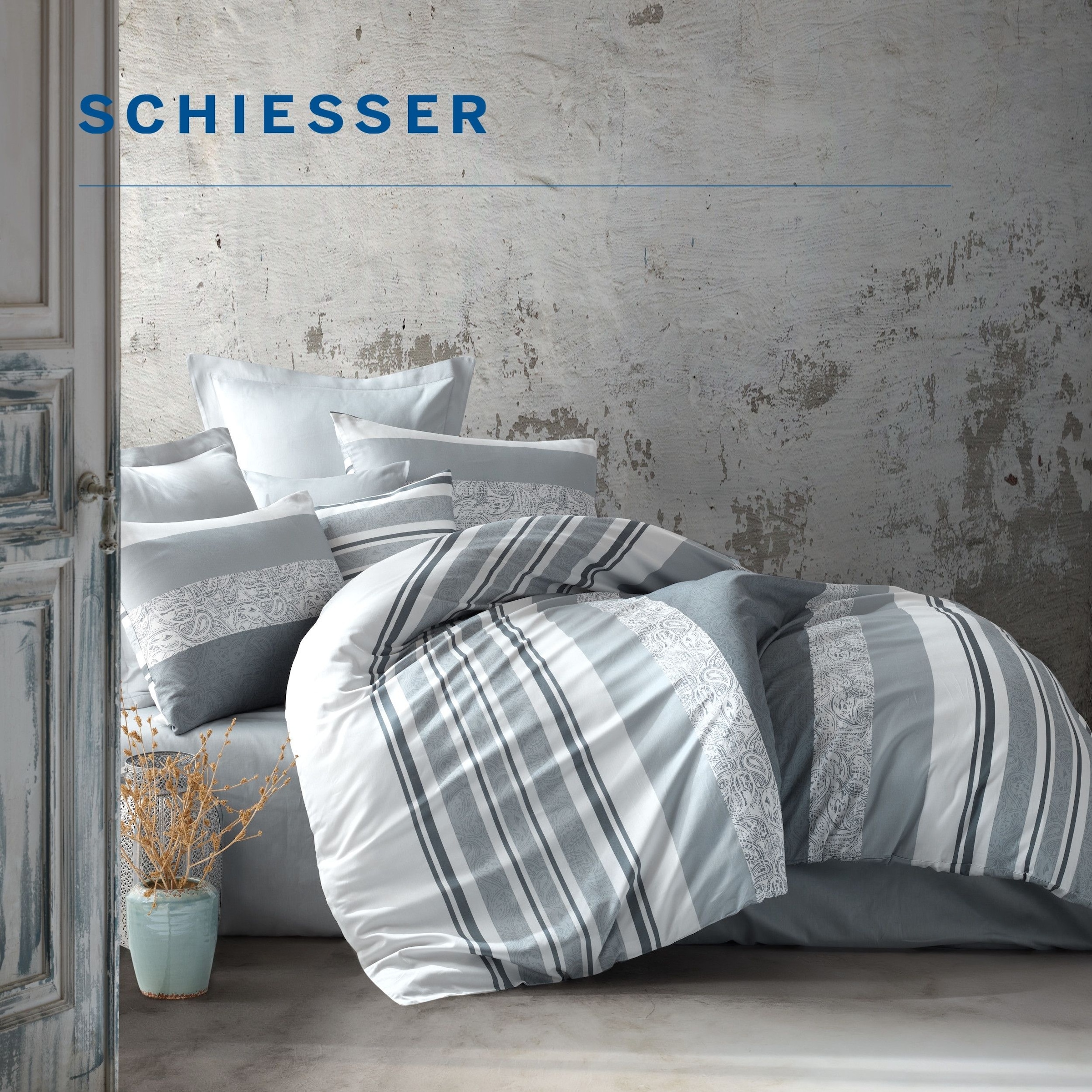 Schiesser Bettwäsche »Adele aus weicher Baumwolle im Paisley-Streifen-Look« 2 Stk. OEKO-TEX® MADE IN GREEN