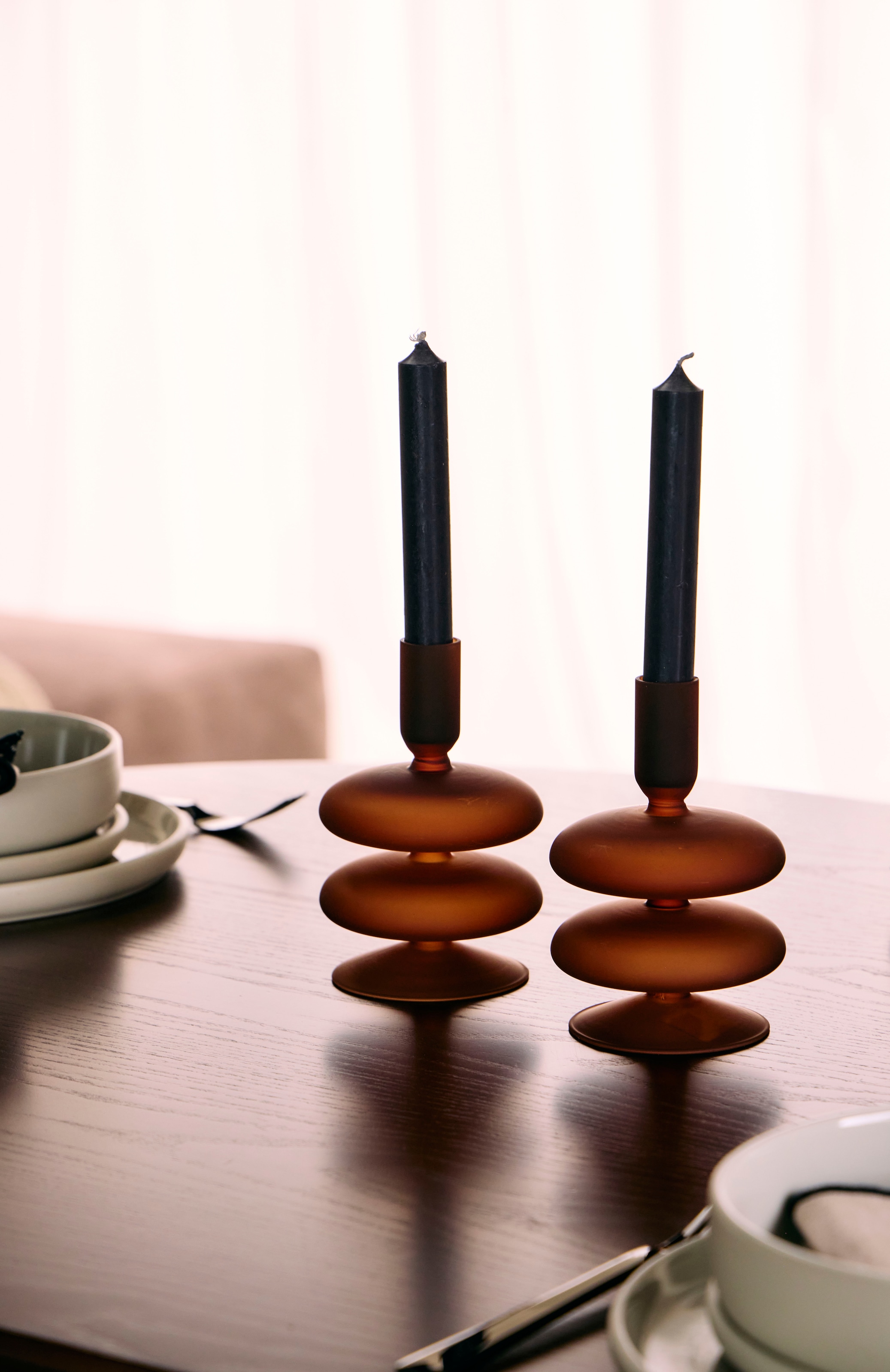 LeGer Home by Lena Gercke Kerzenständer »aus Glas« ØxH: 10x16 cm, dunkelbraun