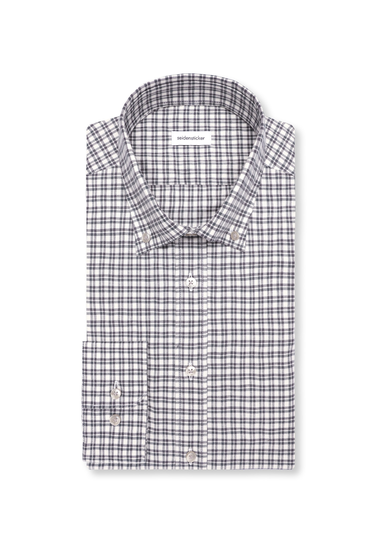 seidensticker Flanellhemd »Schwarze Rose« Slim 1/1 Button-Down-Kragen Karo