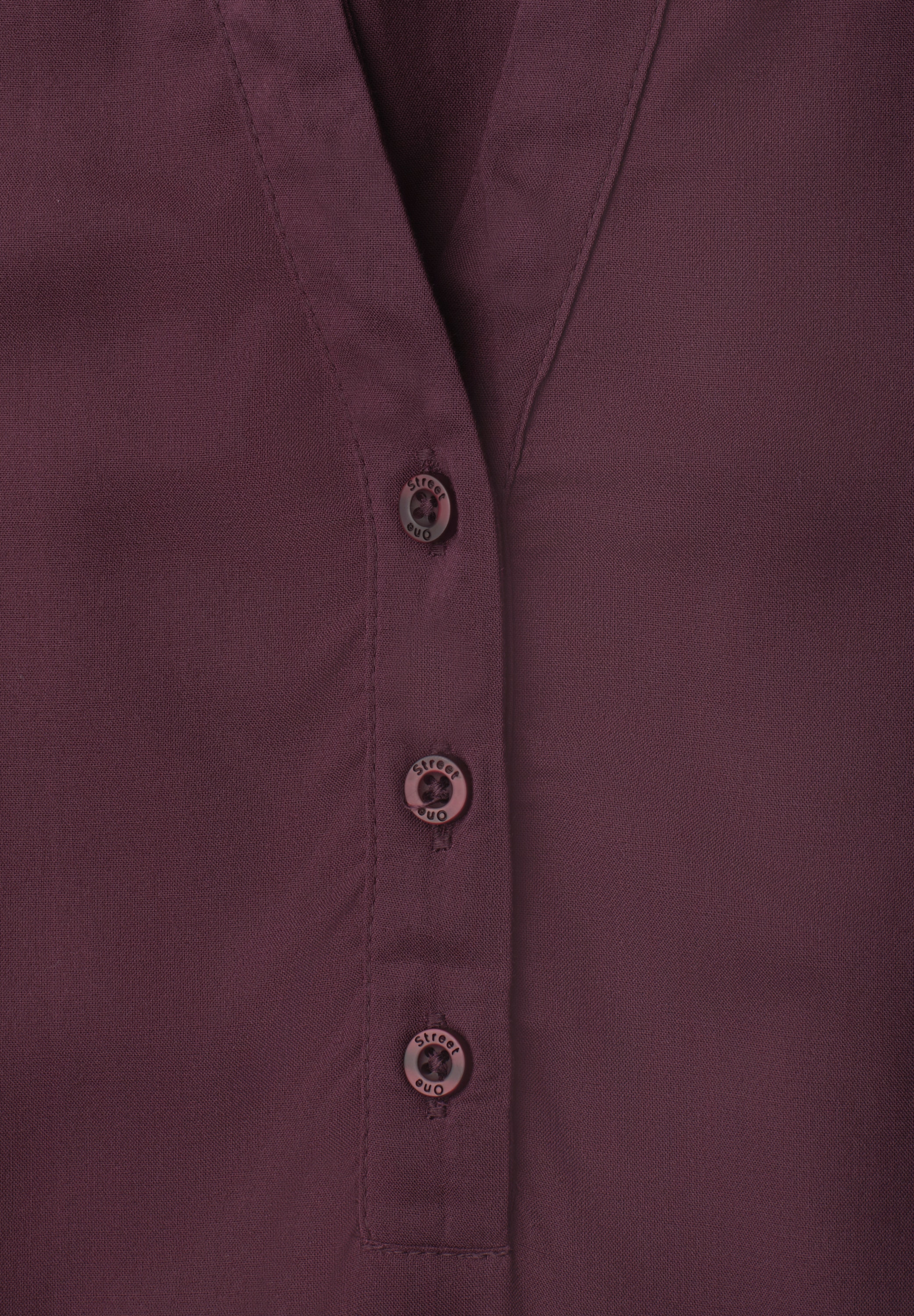 STREET ONE Kurzarmbluse Kurze Sommerbluse mit Splitneck