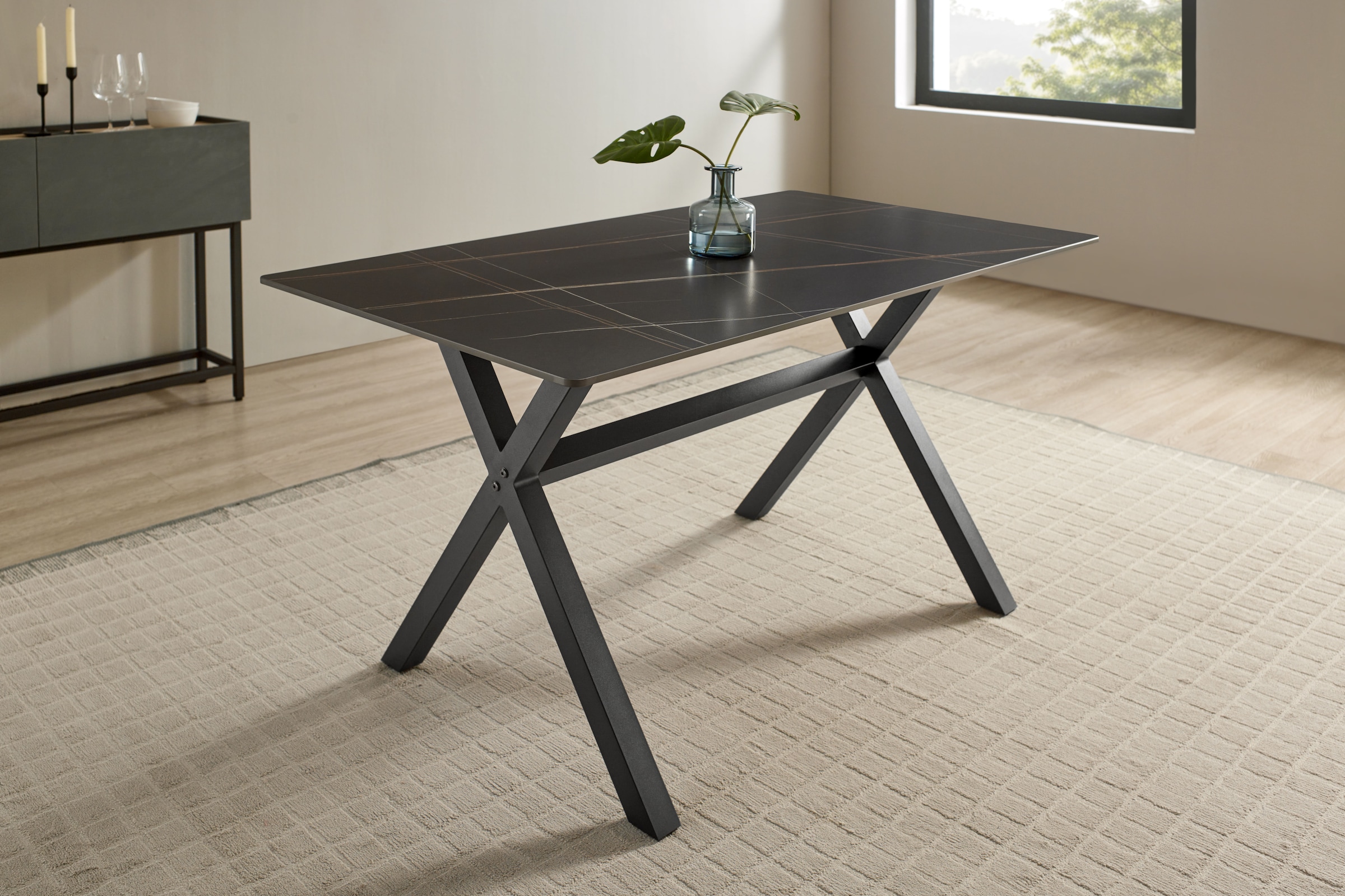 OTTO home Esstisch »Cazie« aus Sicherheitsglas mit drehbarer Tischplatte und verstellbaren Füßen