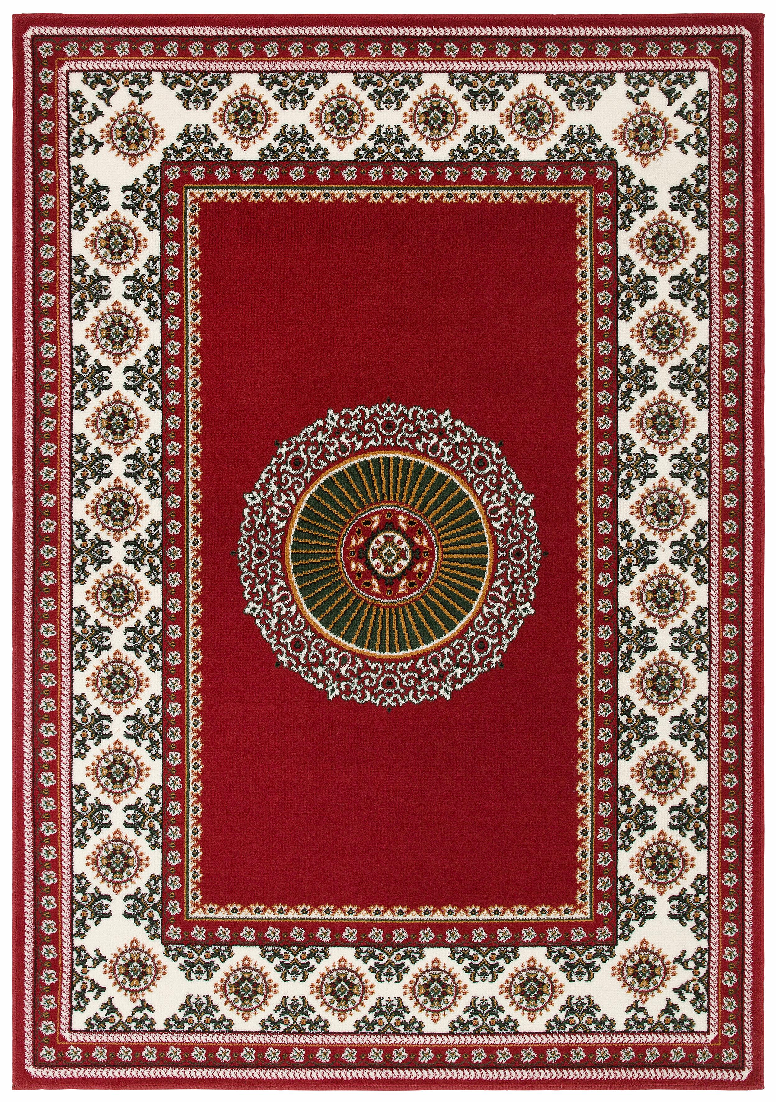 My Home Teppich »Shari, Made in Belgium« rechteckig 7 mm Höhe Orient-Optik, mit Bordüre, Teppich, Kurzflor, Weich, Pflegeleicht in rot