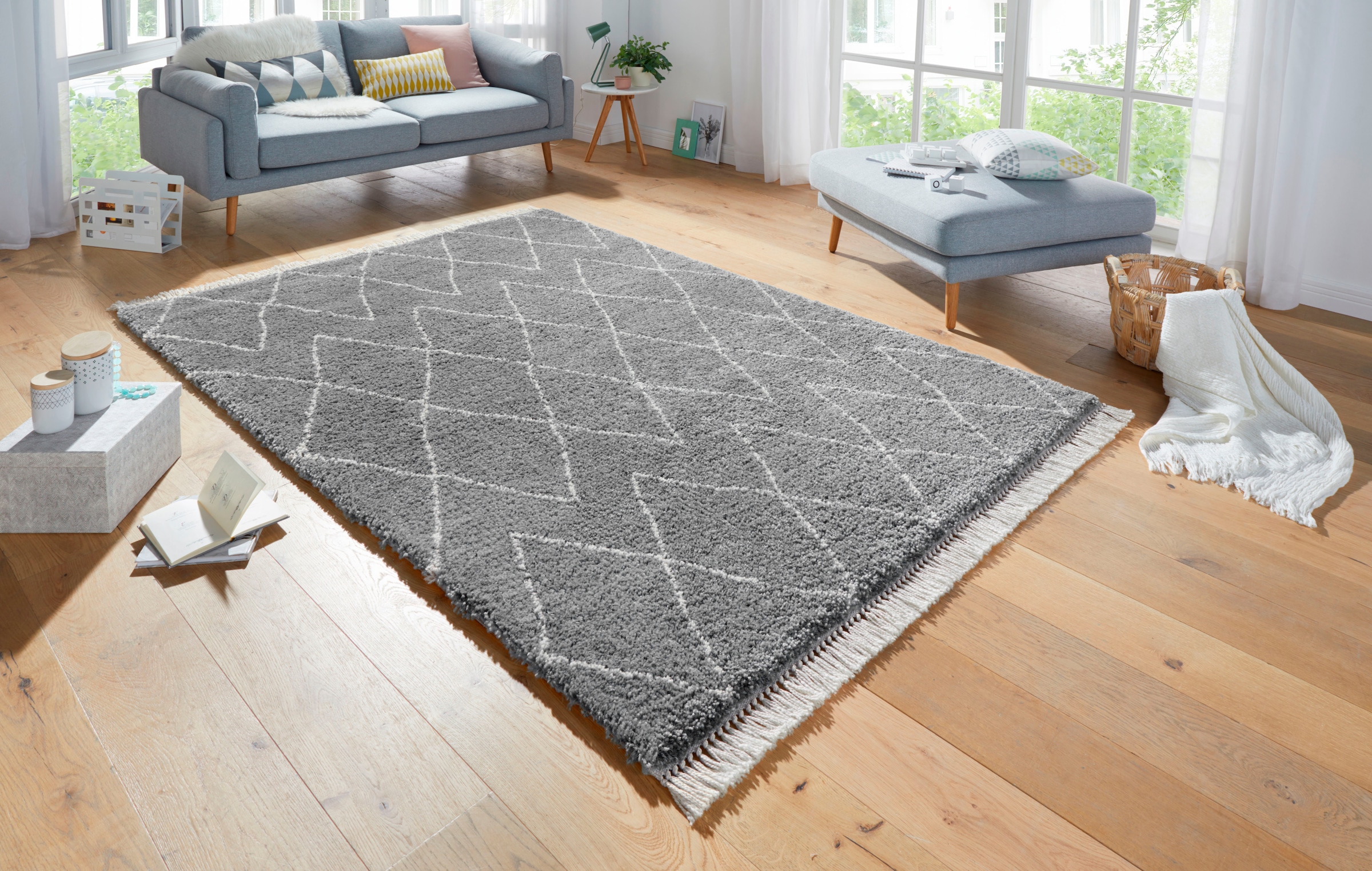 HANSE Home Hochflor-Teppich »Jade«, rechteckig, 35 mm Höhe, Shaggy, Fransen, Skandi, Weich, Modern, Wohnzimmer, Schlafzimmer, Flur