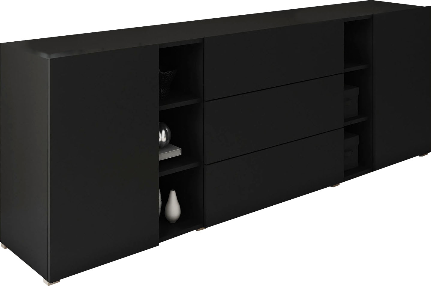 INOSIGN Sideboard »BERLIN«, Moderne grifflose Kommode Breite 190 cm, offene Fächern/ Schubladen