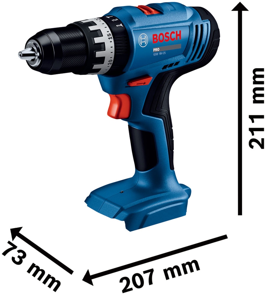 Bosch Professional Akku-Schlagbohrschrauber »GSB 18V-25 solo« inkl. L-BOXX, ohne Akku und Ladegerät