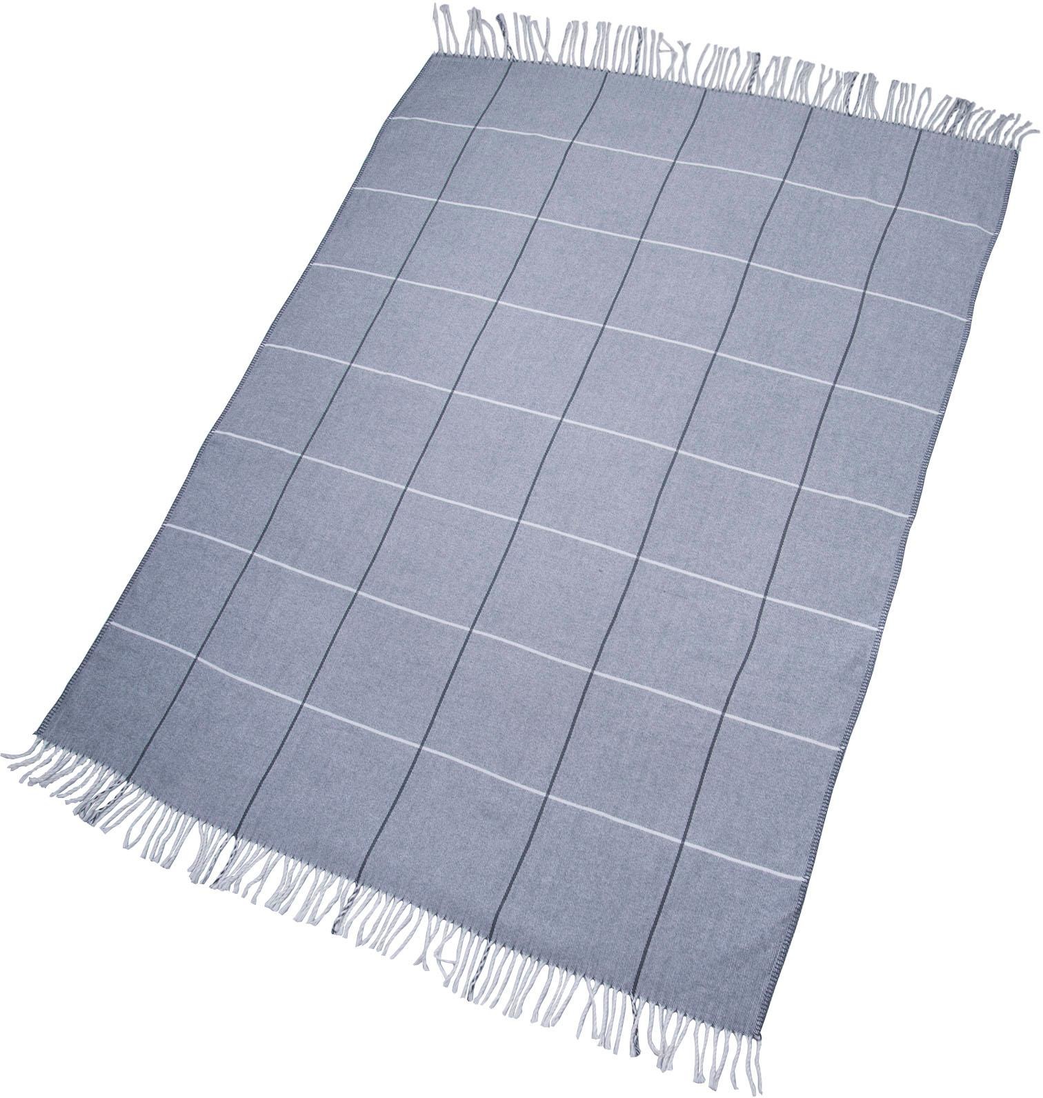 TOM TAILOR Plaid »Fine Squares«, mit Karos & Fransen