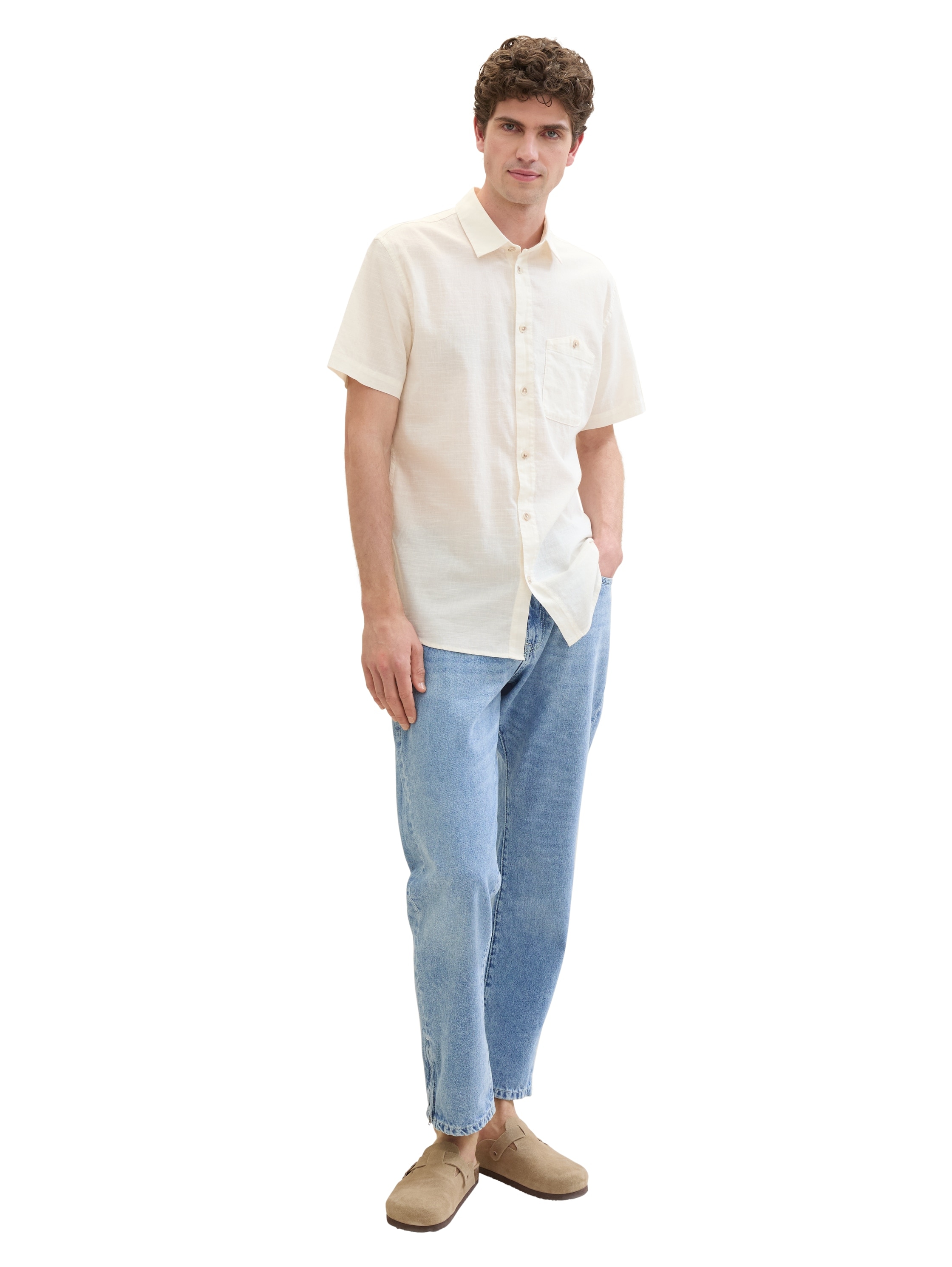 TOM TAILOR Denim Kurzarmhemd, mit melierter Optik