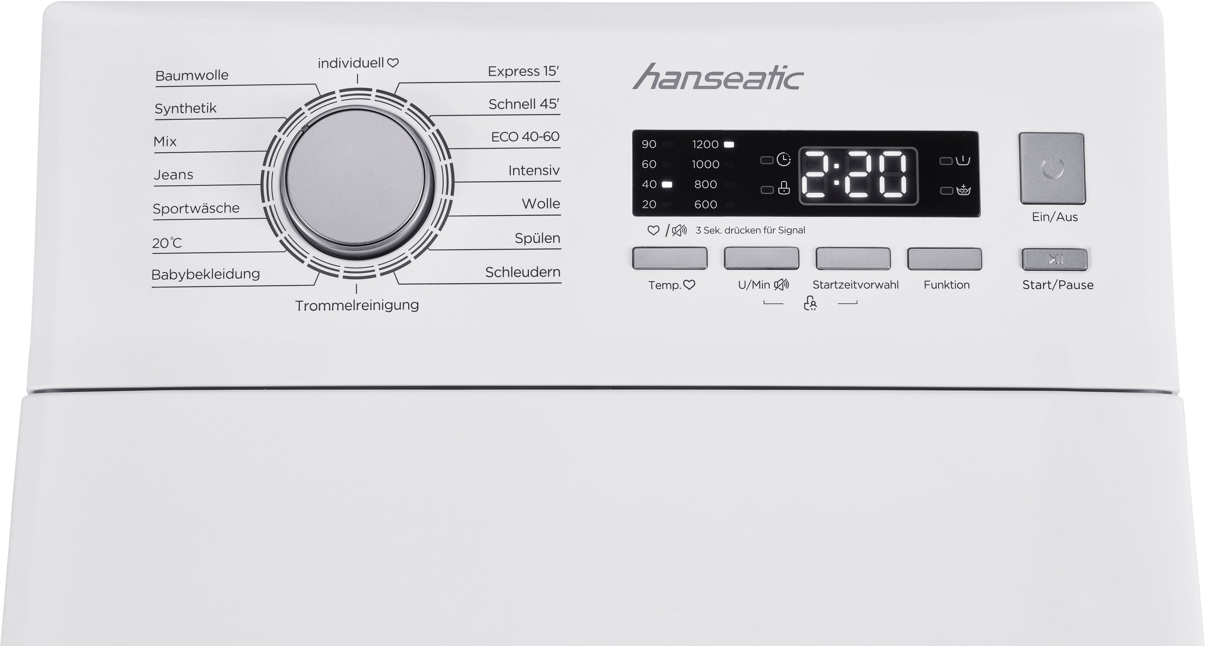 Hanseatic Waschmaschine Toplader, HTW712D, 7 kg, 1200 U/min, Mengenautomatik, Überlaufschutzsystem