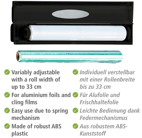 WENKO Folienspender »Modell Perfect-Cutter«, für Folienrollen bis 33 cm Breite, für Alufolien und Frischhaltefolien
