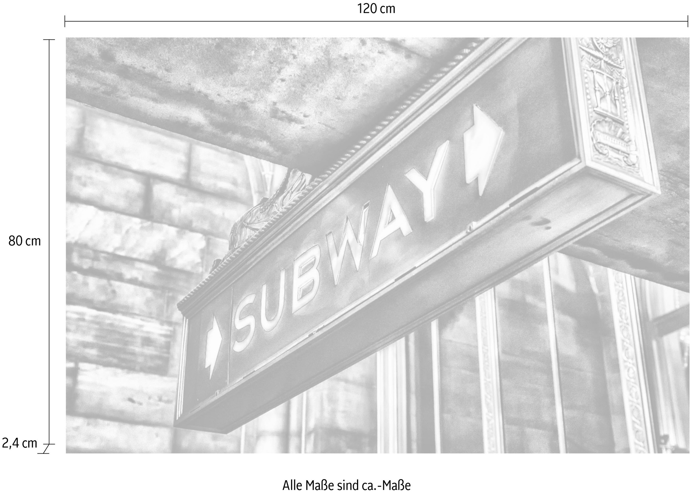 queence Acrylglasbild »SUBWAY Schild« Elemente der Architektur | Schilder | Schriftzug | Schwarz-Weiß Fine Art-Print in Galeriequalität