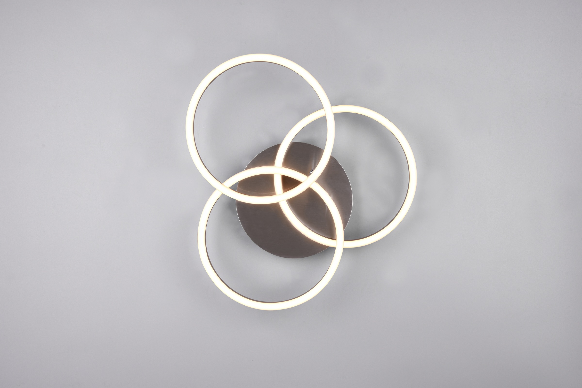 REALITY Leuchten LED Deckenleuchte »Circle«, 1 flammig, Leuchtmittel LED-Board | LED fest integriert, Deckenlampe Nickel matt mit schwenkbaren Ringen / inkl. Fernbedienung